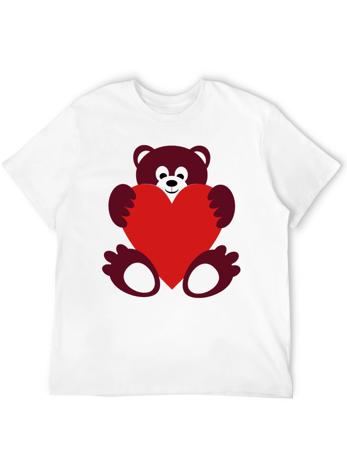 Heart Hugging Teddy Bear Black T-Shirt