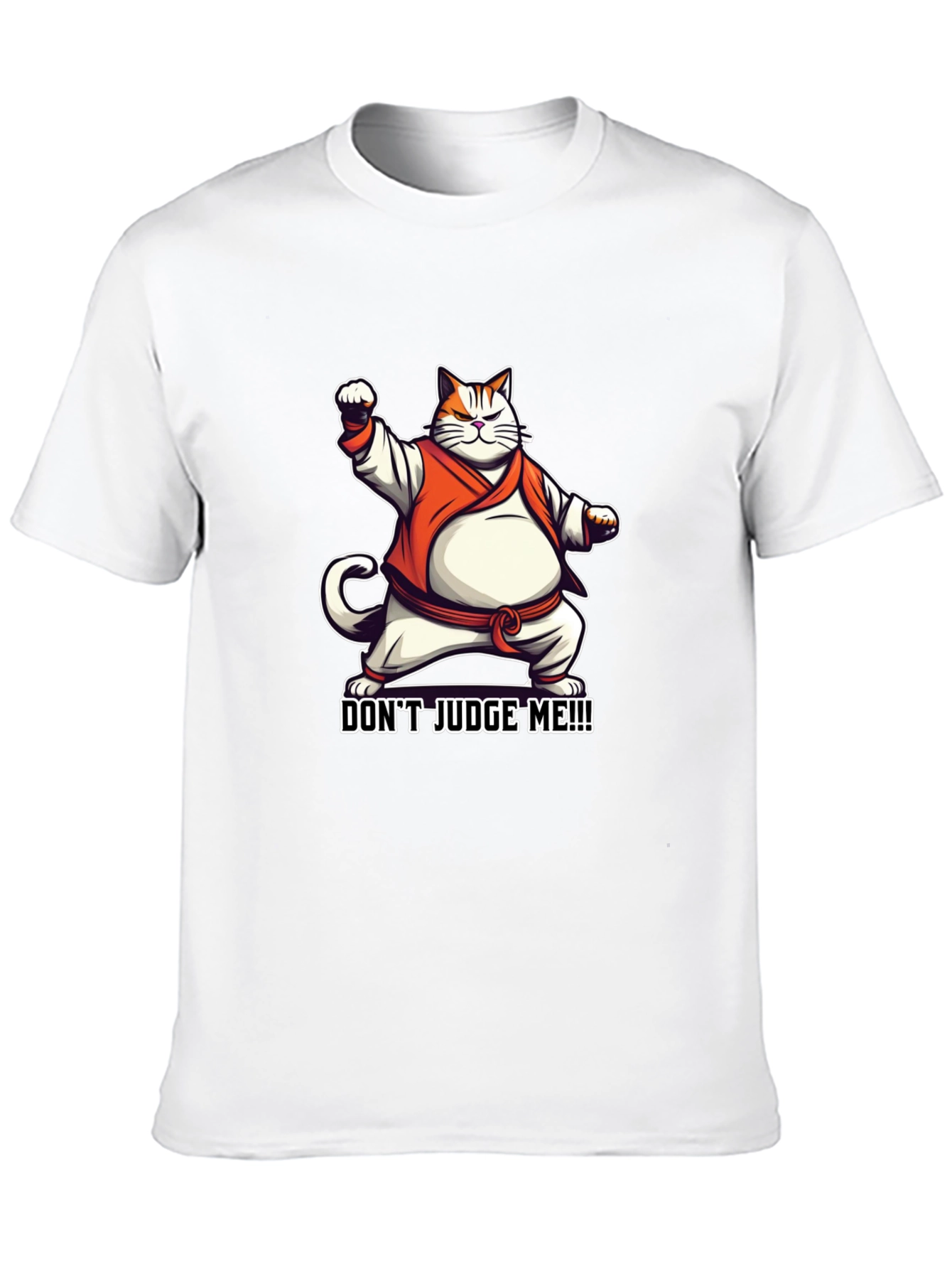 Dont Judge Me! Black T-Shirt Cat Karate Master