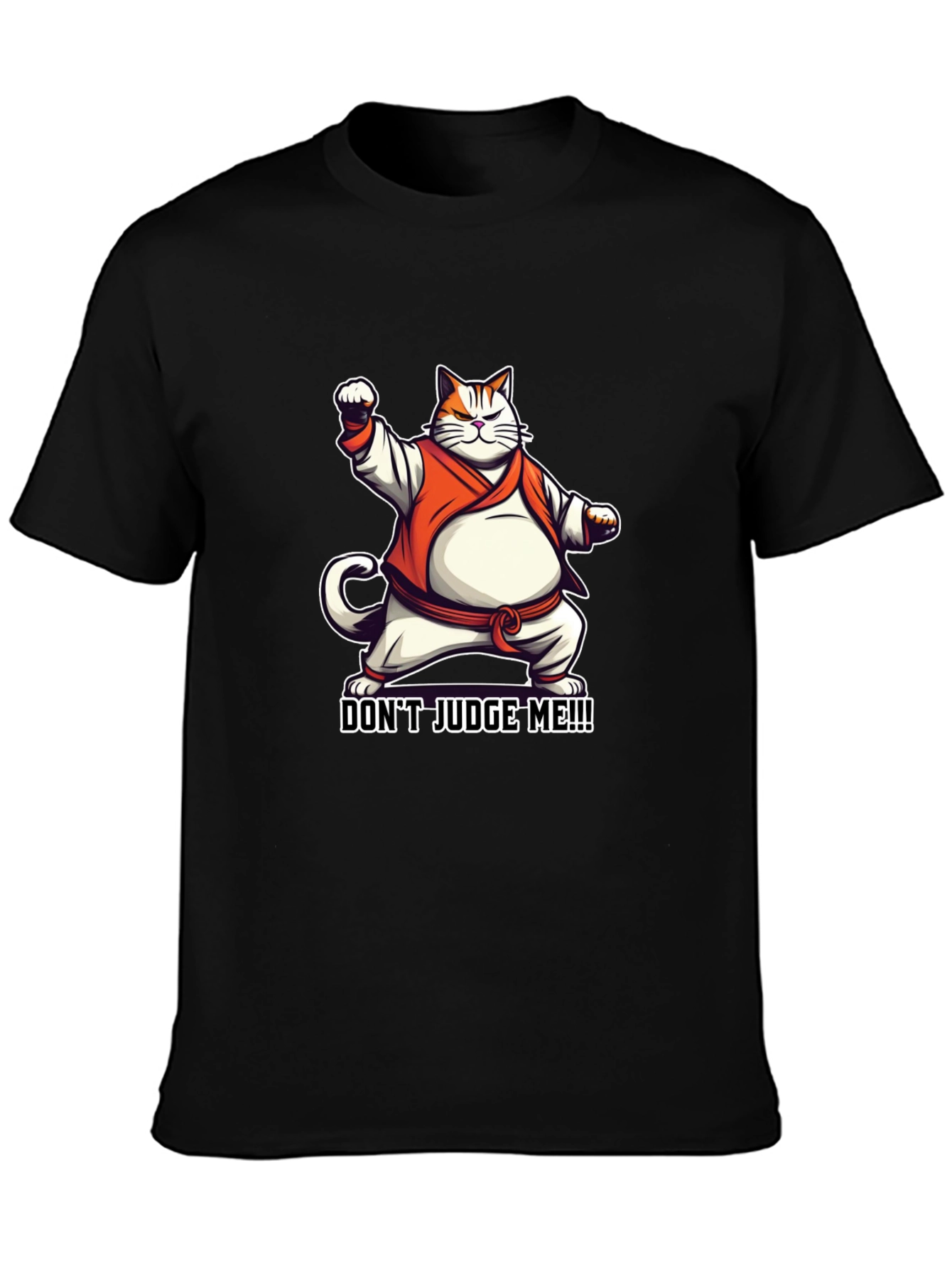 Dont Judge Me! Black T-Shirt Cat Karate Master