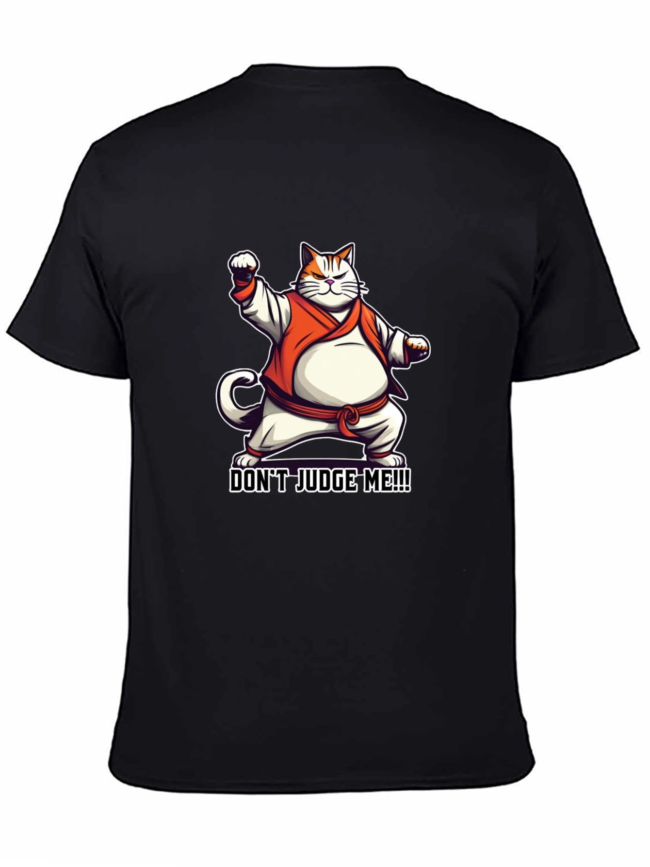Dont Judge Me! Black T-Shirt Cat Karate Master