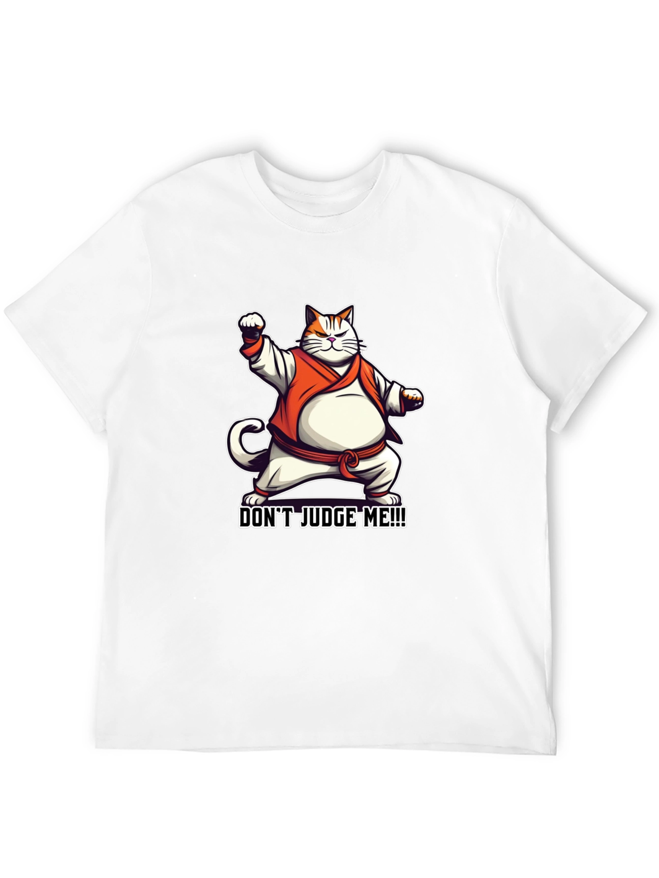 Dont Judge Me! Black T-Shirt Cat Karate Master