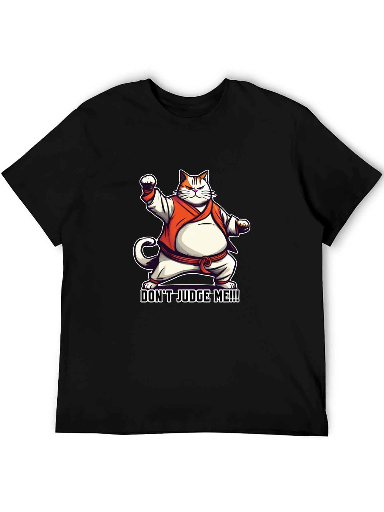 Dont Judge Me! Black T-Shirt Cat Karate Master