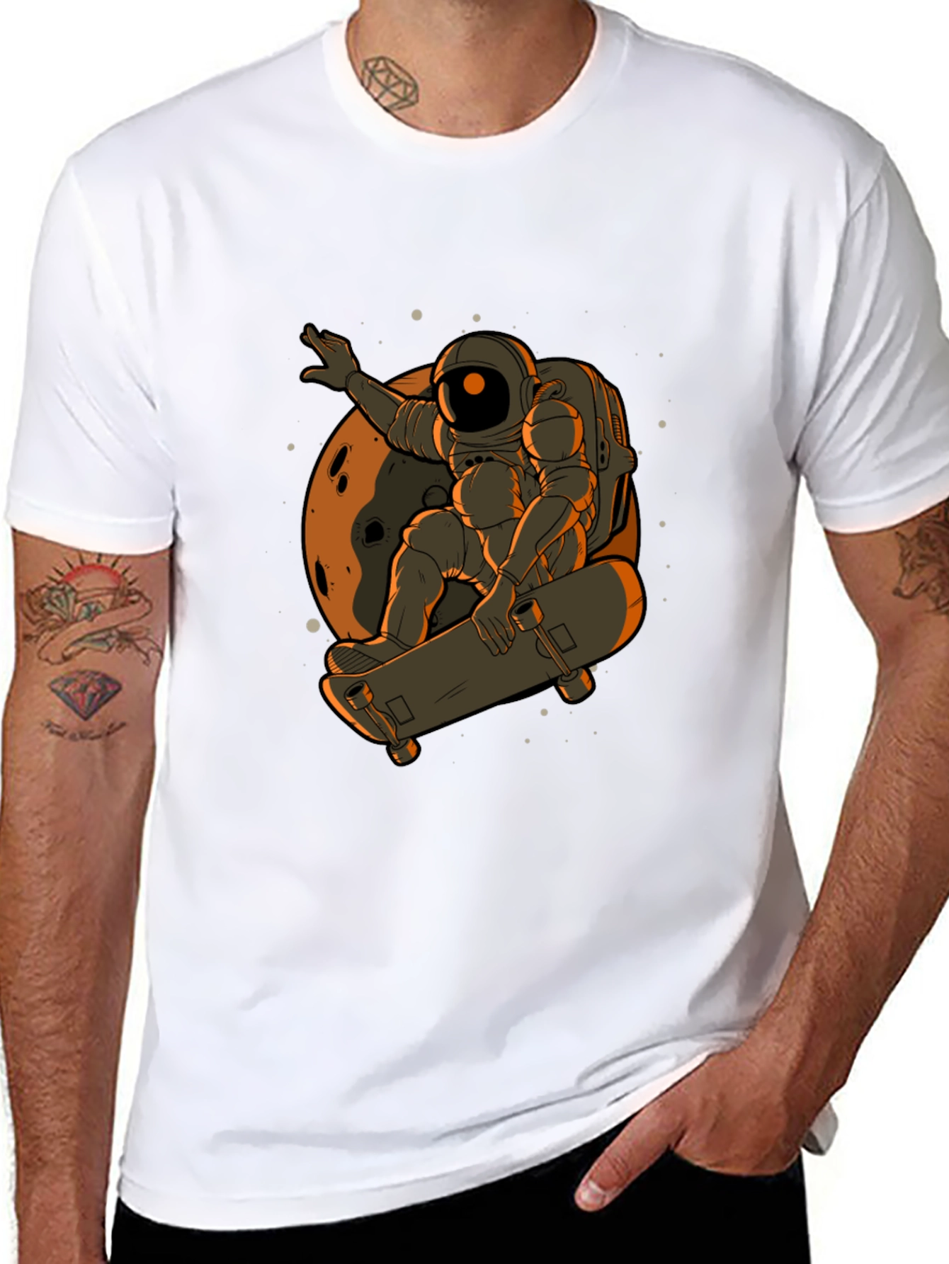 Astronaut Skateboard T-Shirt - Space Adventure Tee