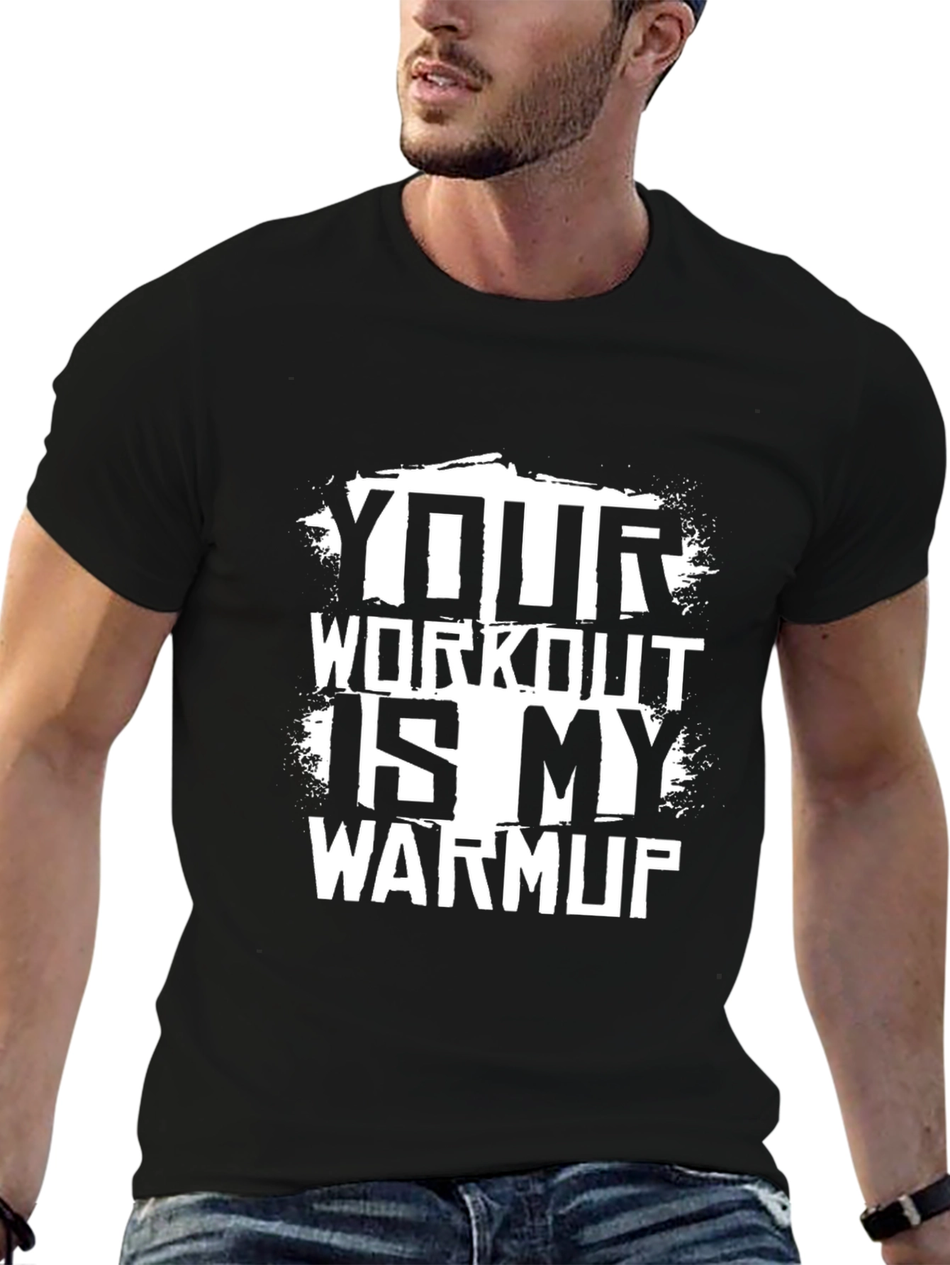 Workout Warmup Graphic Tee - Black Cotton Shirt