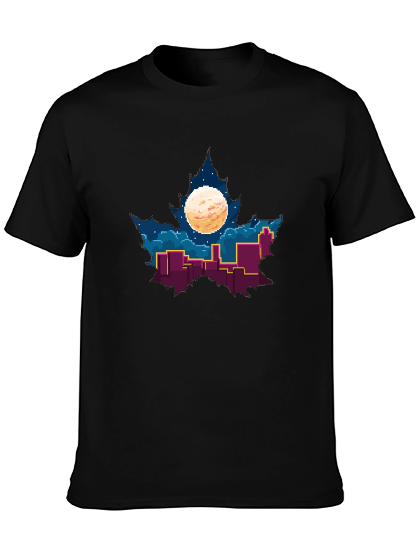 Pixel Maple Leaf Cityscape Graphic Tee
