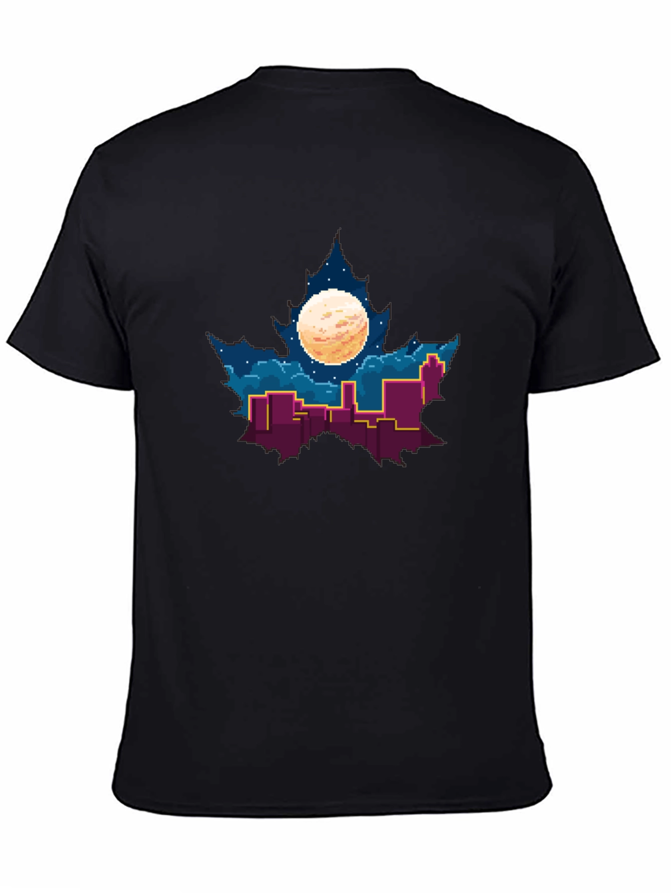 Pixel Maple Leaf Cityscape Graphic Tee