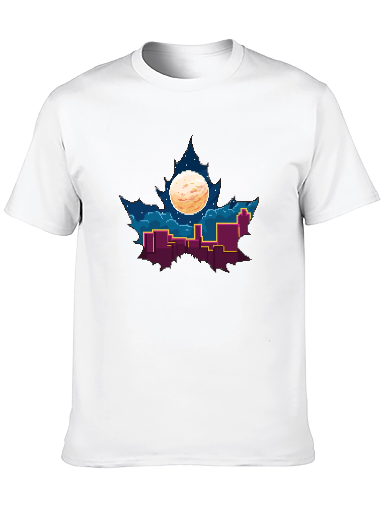 Pixel Maple Leaf Cityscape Graphic Tee