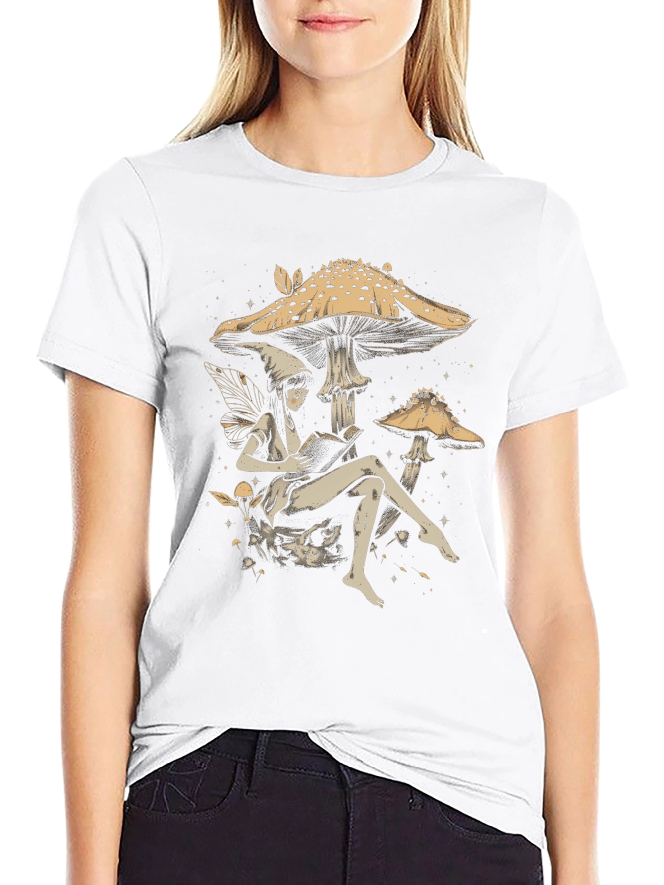 Fairy Reading Under Mushroom T-Shirt