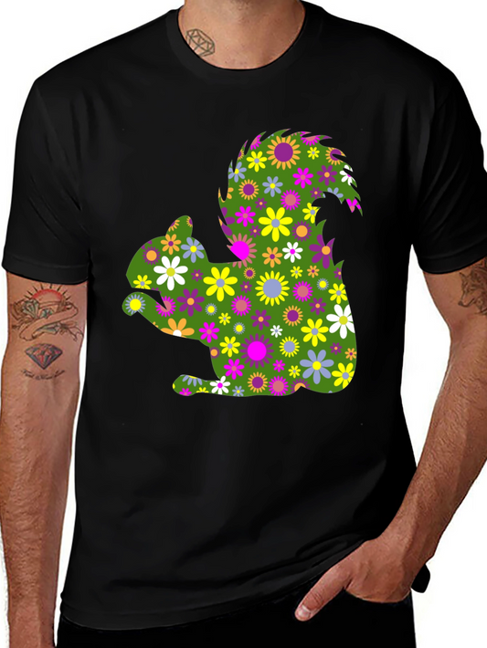 Floral Squirrel Graphic Tee - Nature Lovers T-Shirt