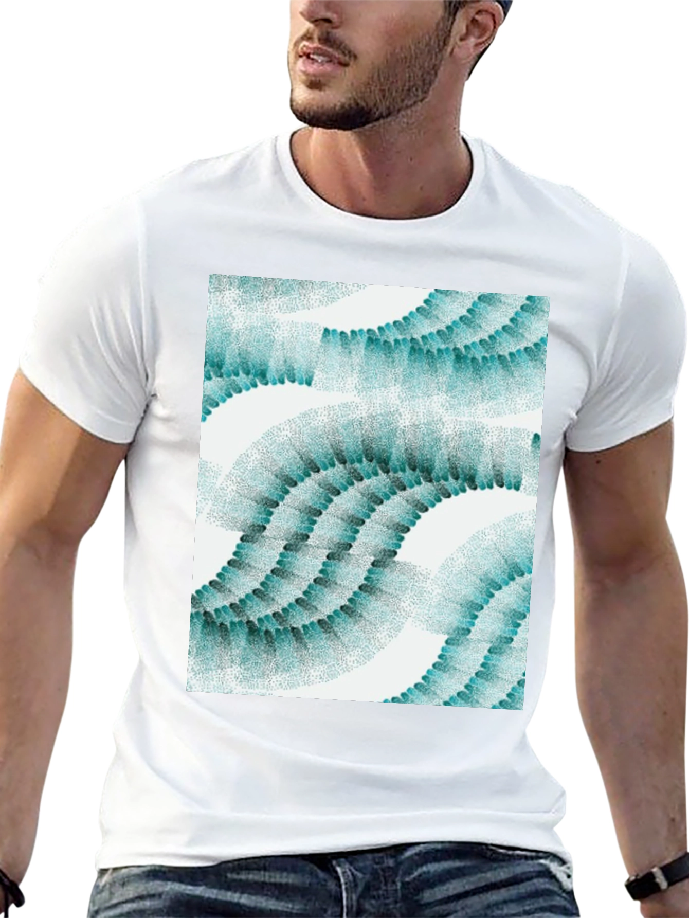 Abstract Wave Pattern Black T-Shirt