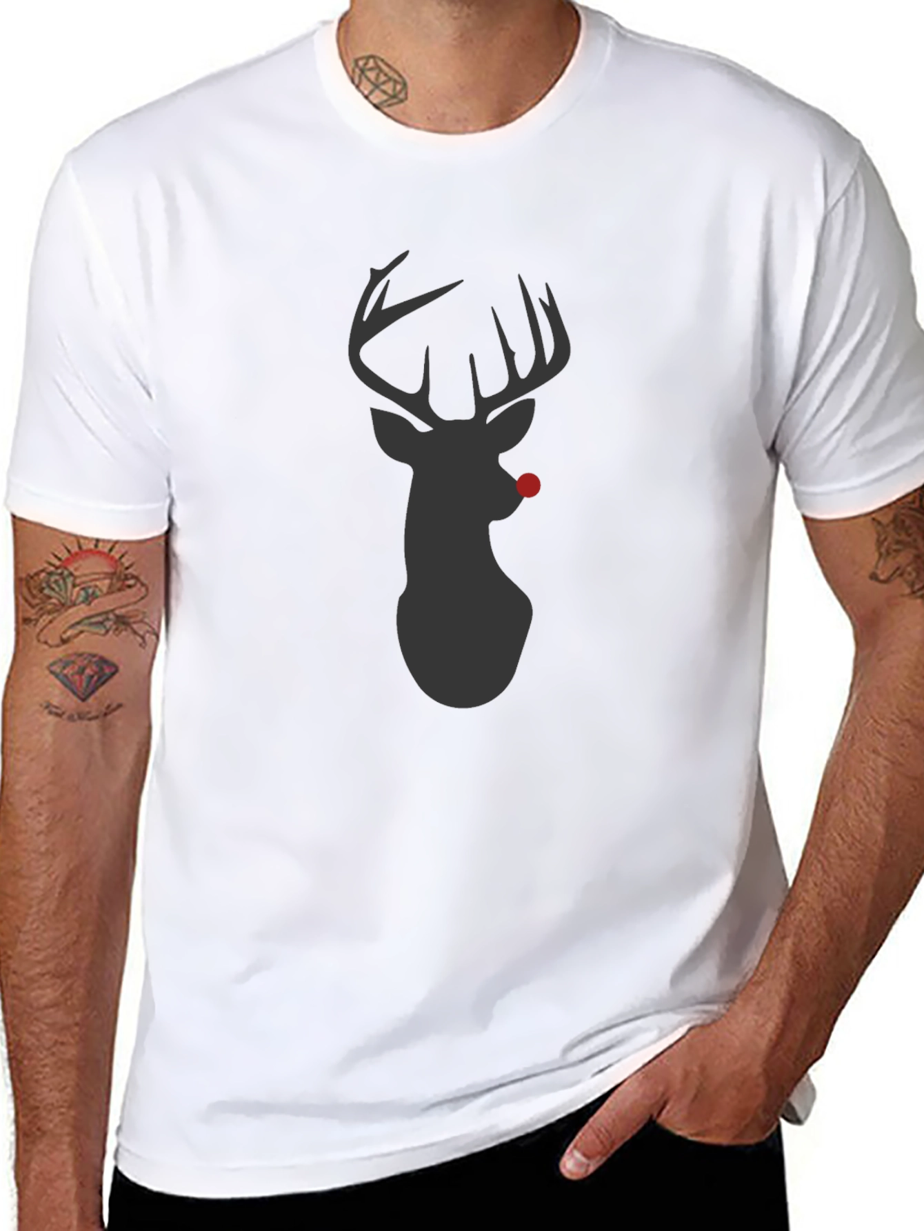 Rudolph Deer Graphic T-Shirt - Black