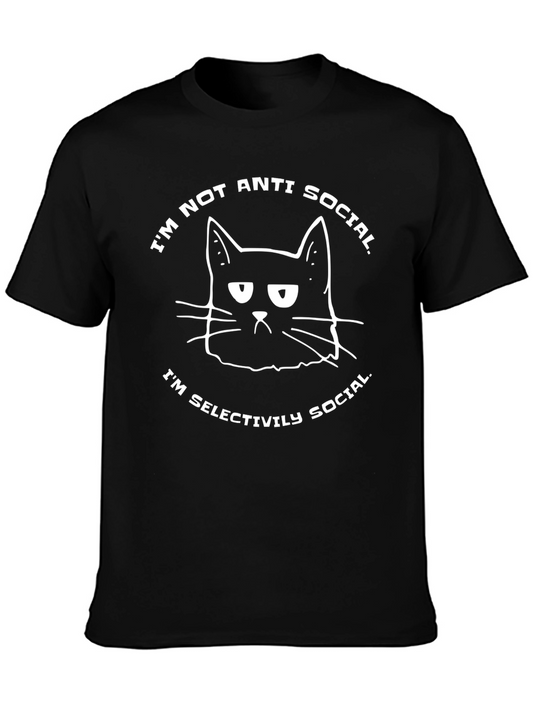 Anti-Social Cat Graphic T-Shirt - Selectively Social