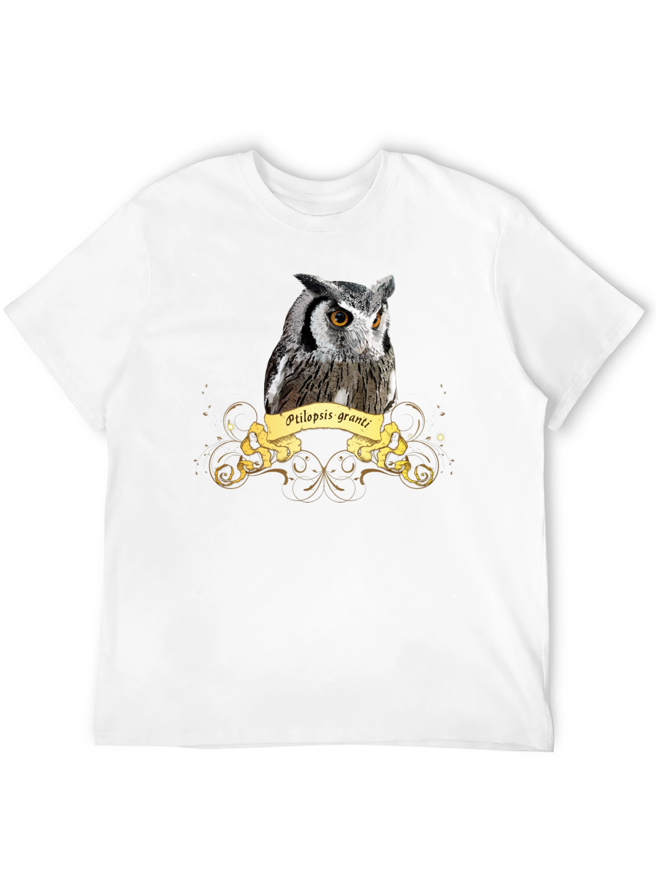 Ptilopsis Granti Owl Graphic T-Shirt - Black