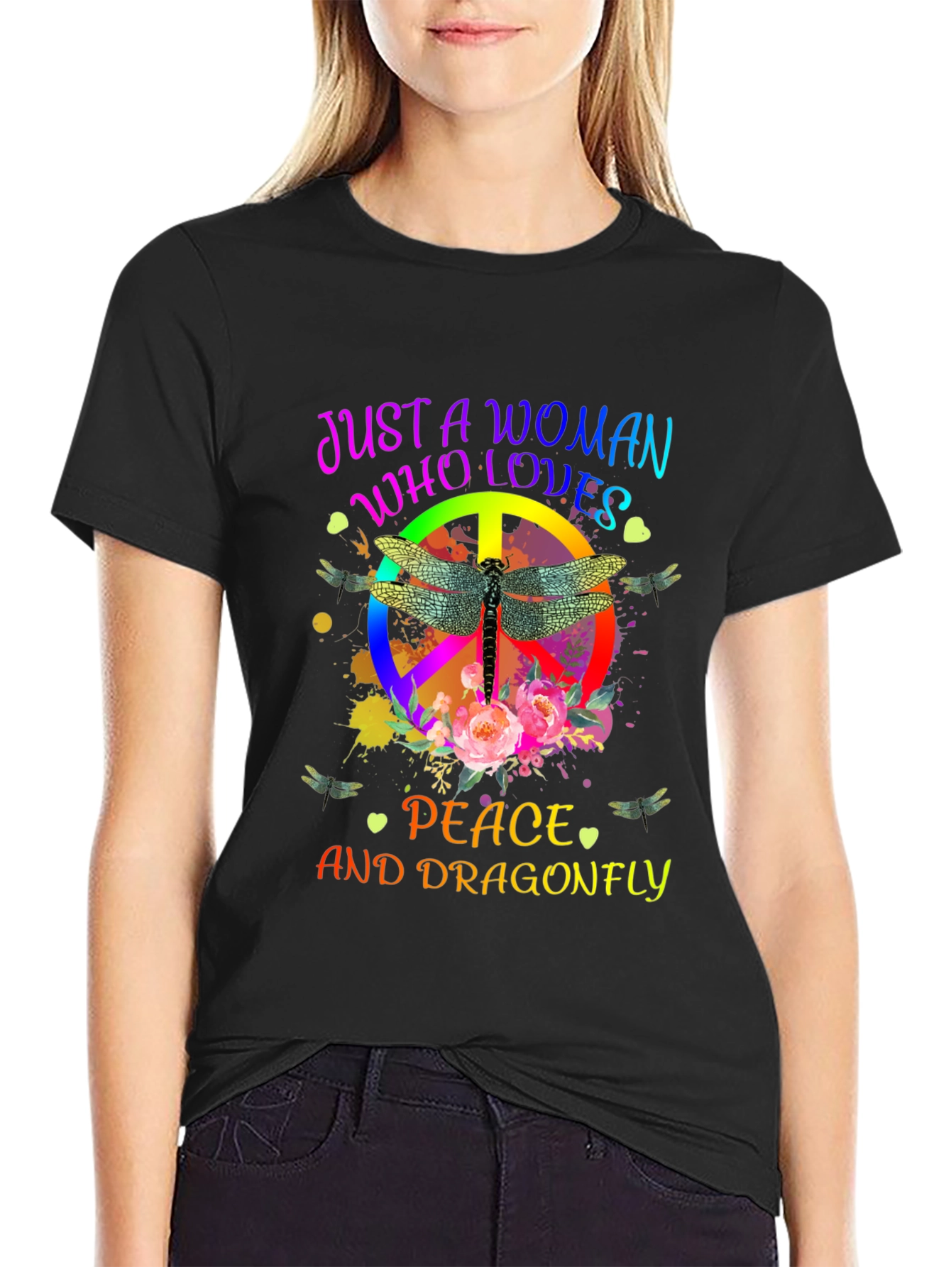 Peace and Dragonfly Womens Tee