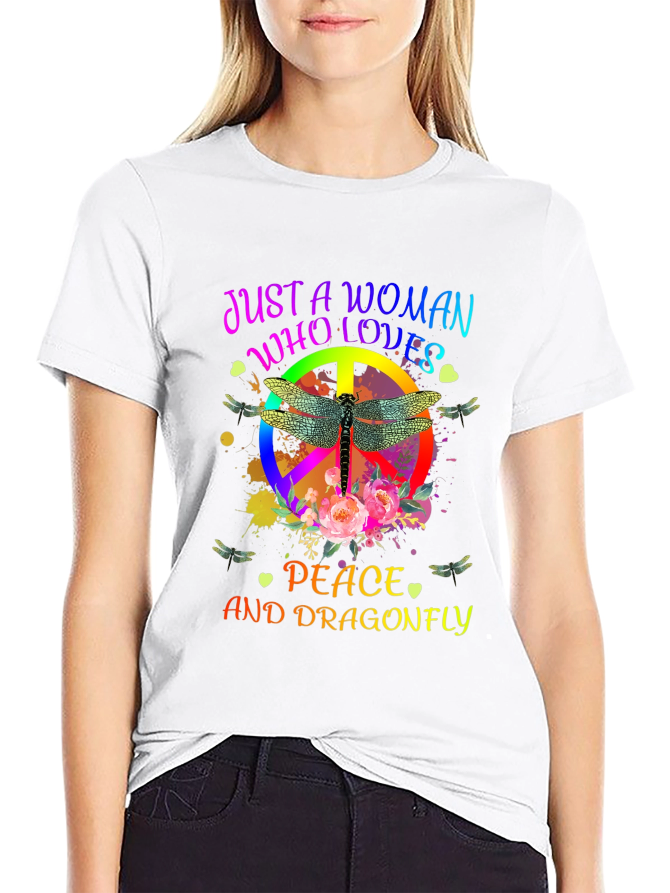 Peace and Dragonfly Womens Tee