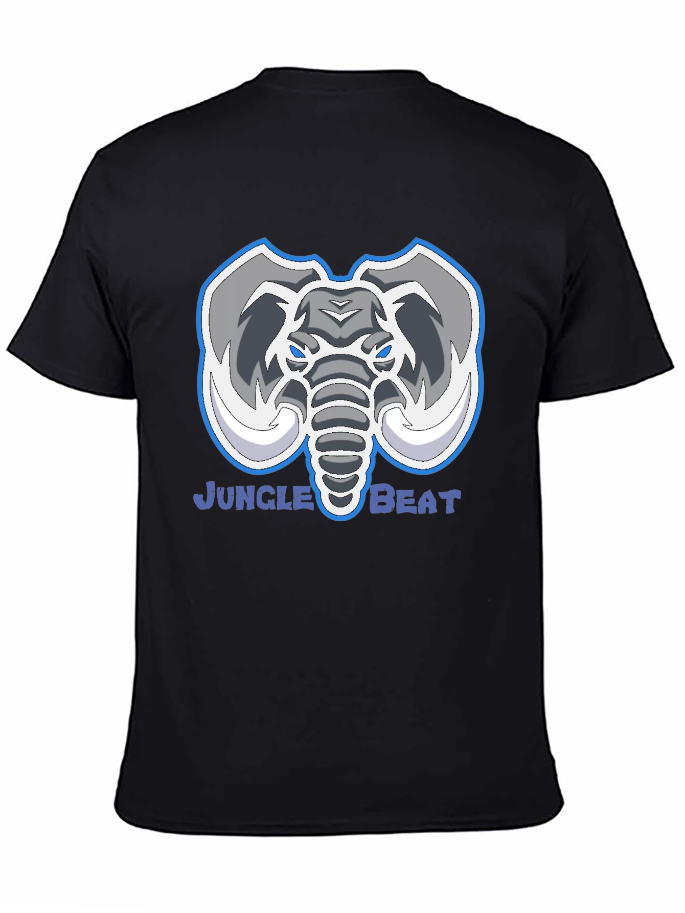 Jungle Beat Elephant Graphic Tee - Black Cotton Shirt