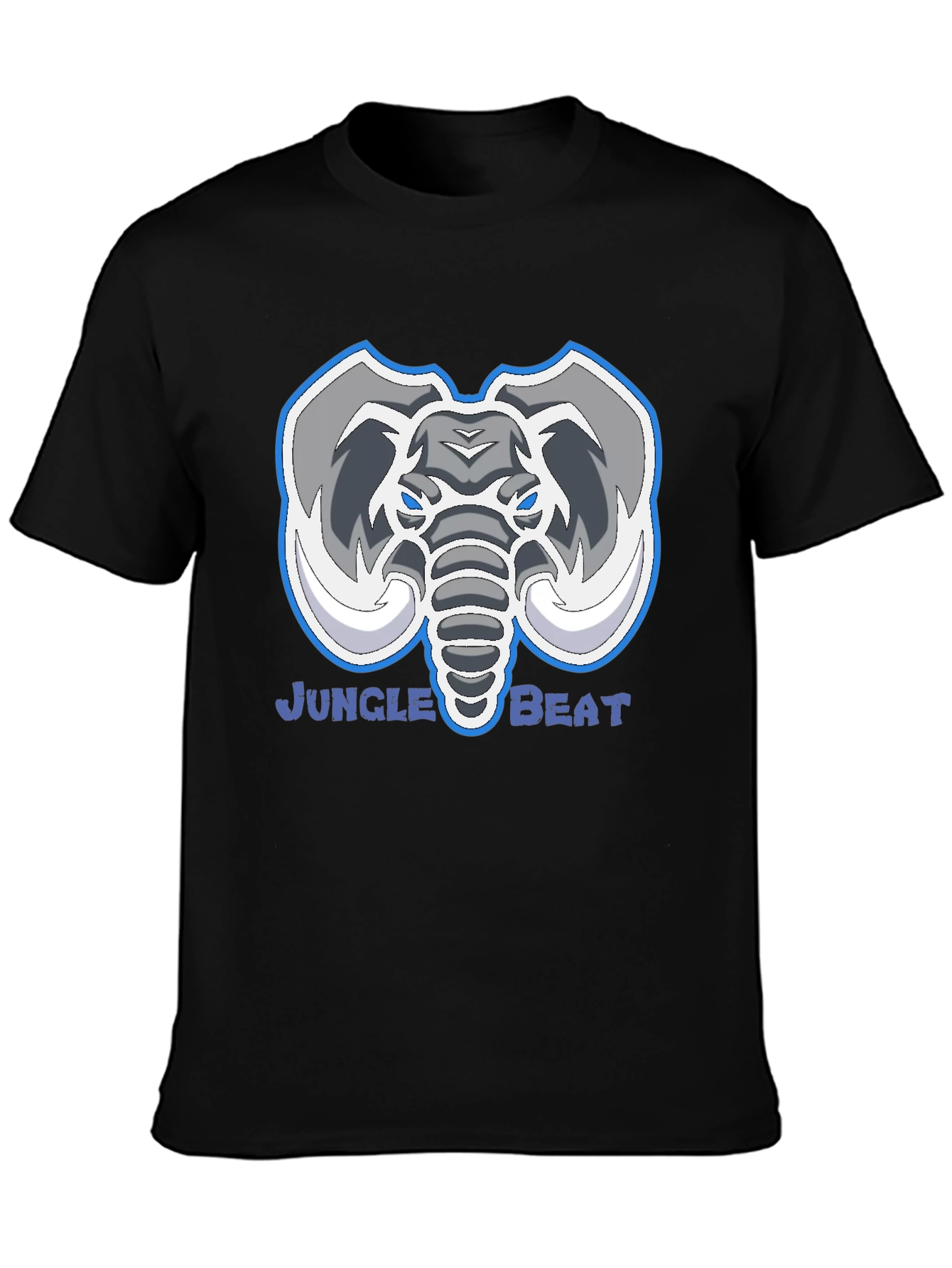 Jungle Beat Elephant Graphic Tee - Black Cotton Shirt