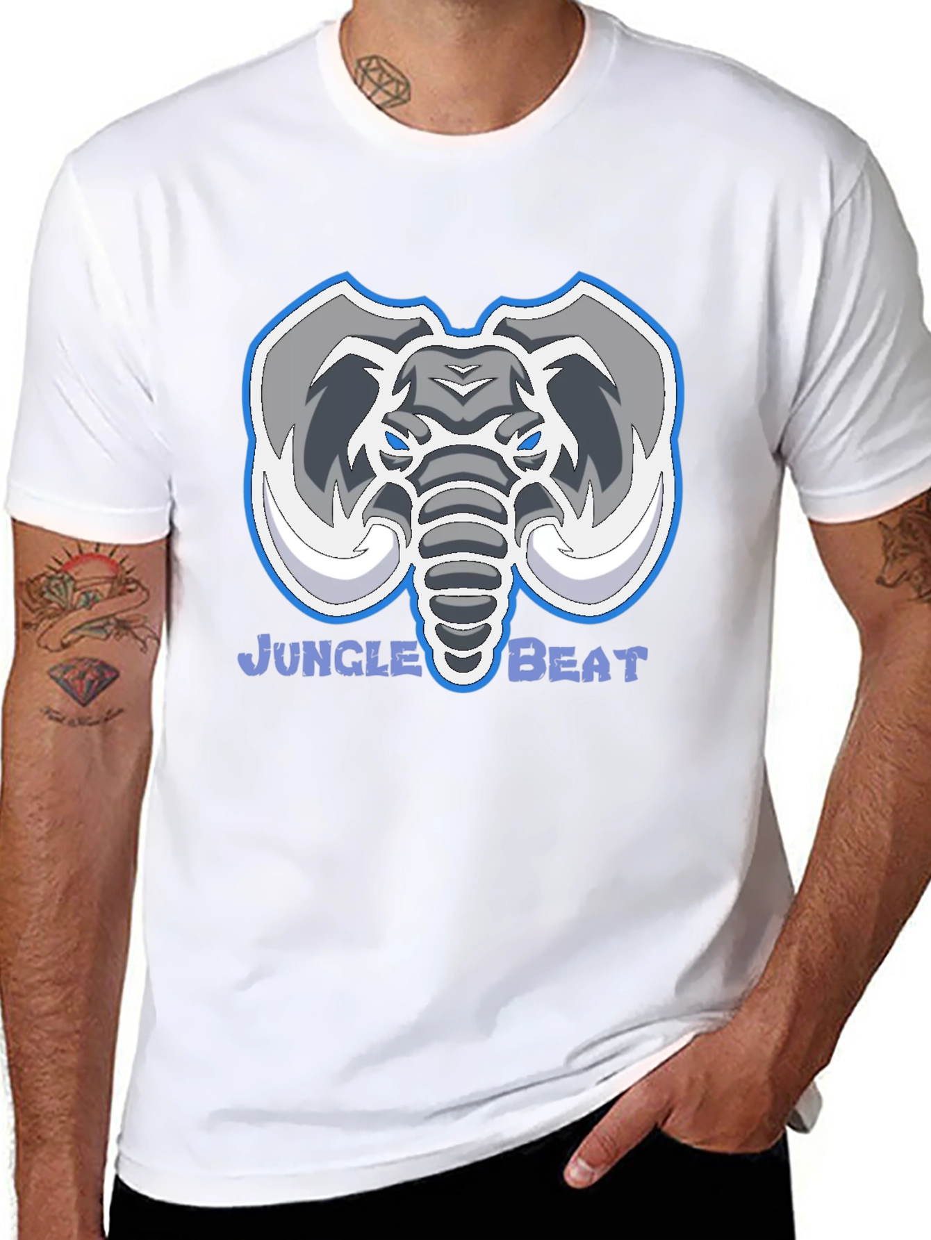 Jungle Beat Elephant Graphic Tee - Black Cotton Shirt