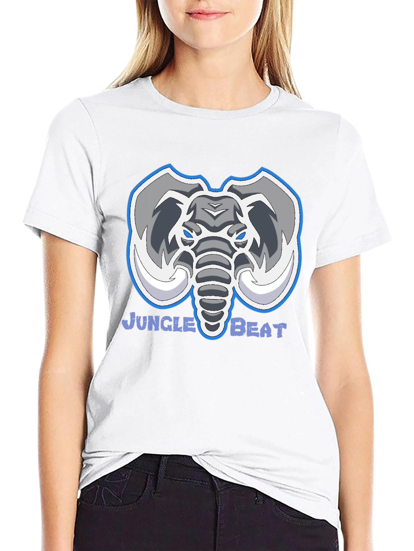 Jungle Beat Elephant Graphic Tee - Black Cotton Shirt