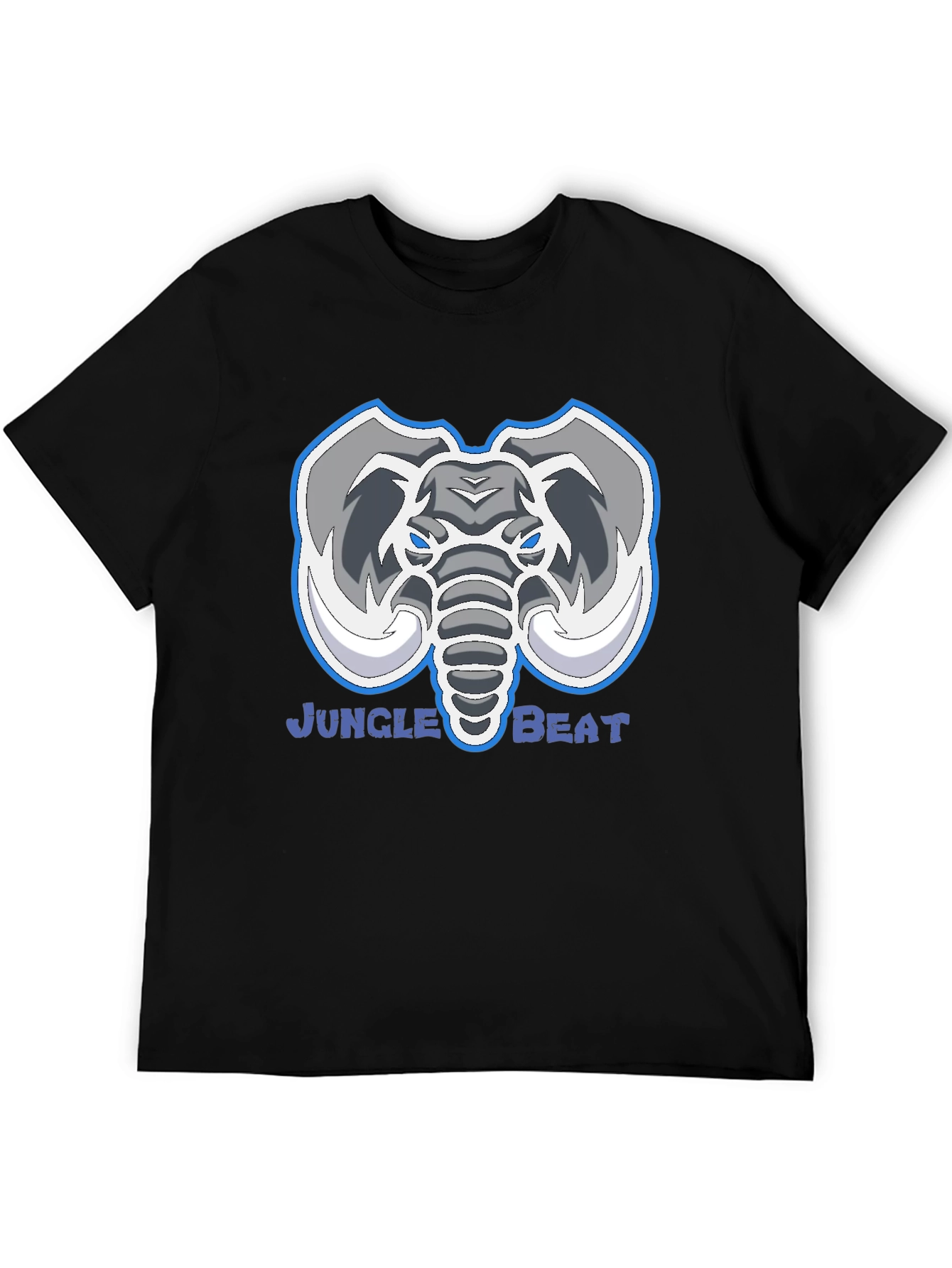 Jungle Beat Elephant Graphic Tee - Black Cotton Shirt