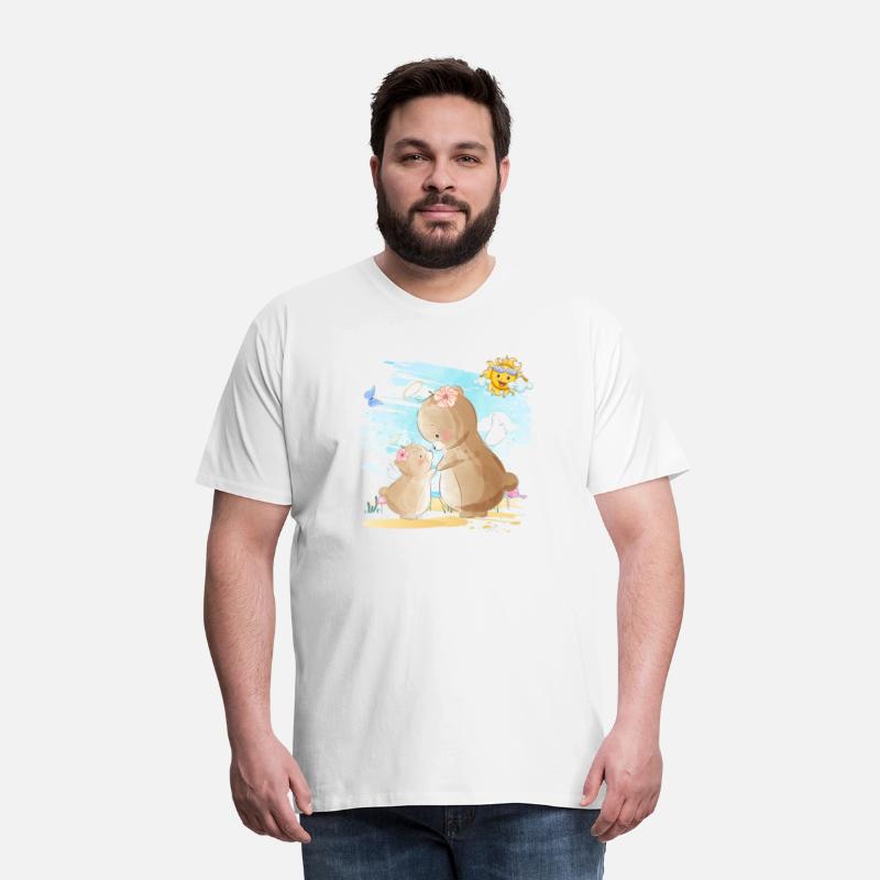 Mama Bear And Son Very Happy Excited On Beach