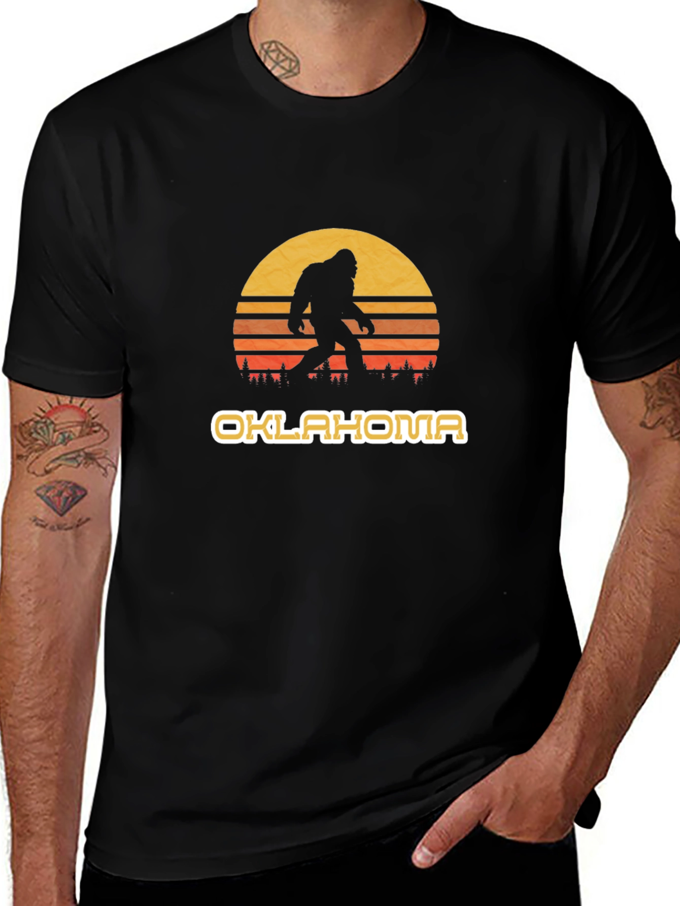 Oklahoma Bigfoot Sunset Graphic Tee