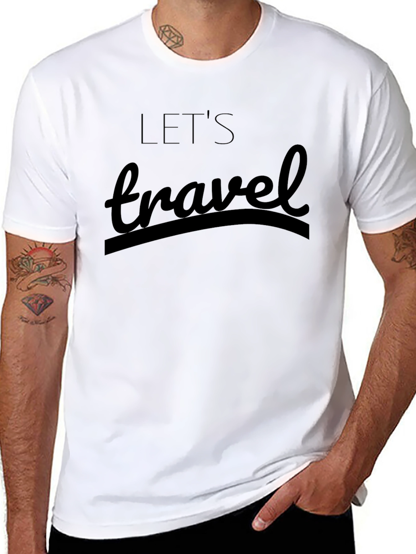 Lets Travel Black Graphic Tee - Adventure Ready!