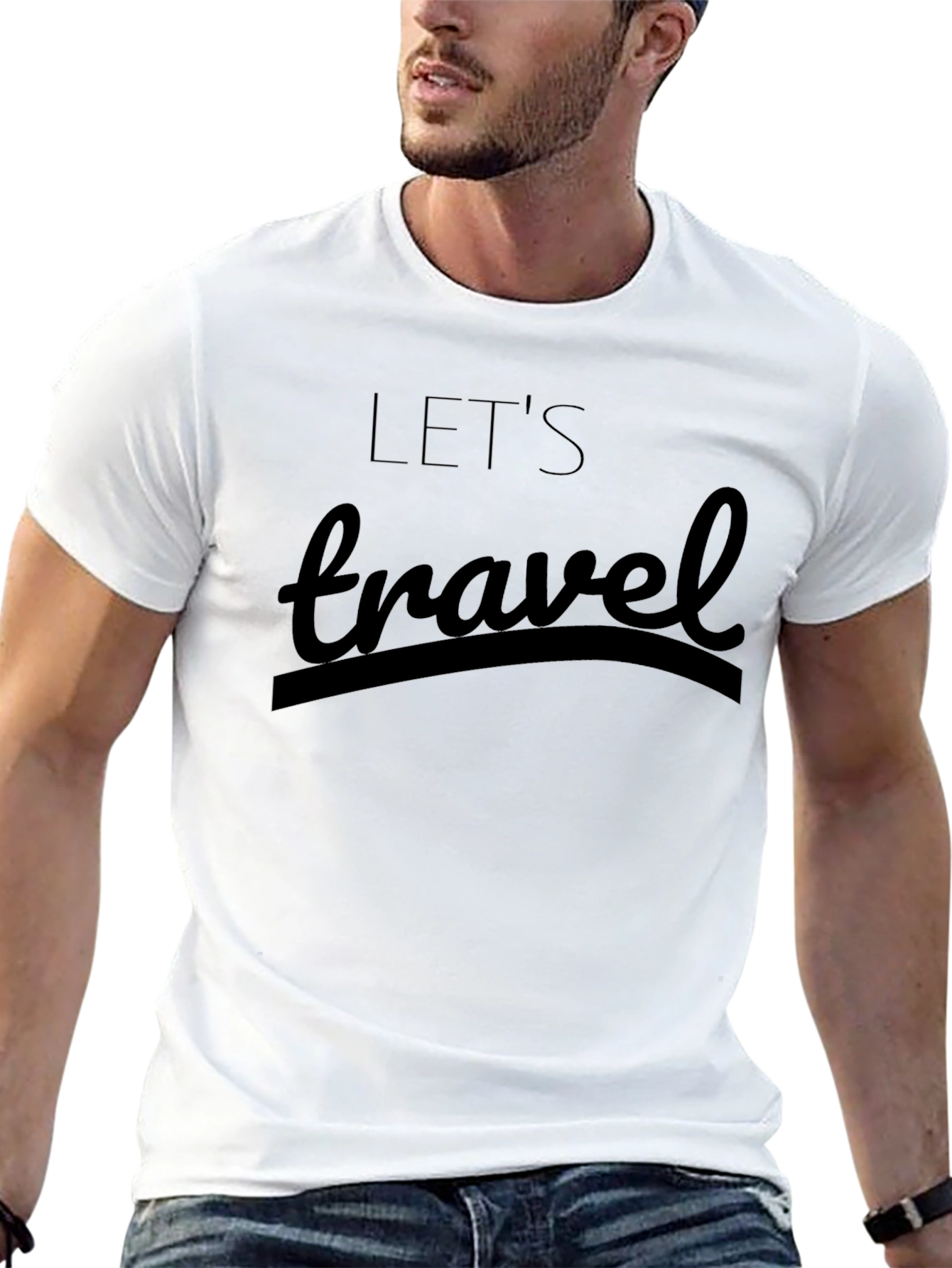 Lets Travel Black Graphic Tee - Adventure Ready!