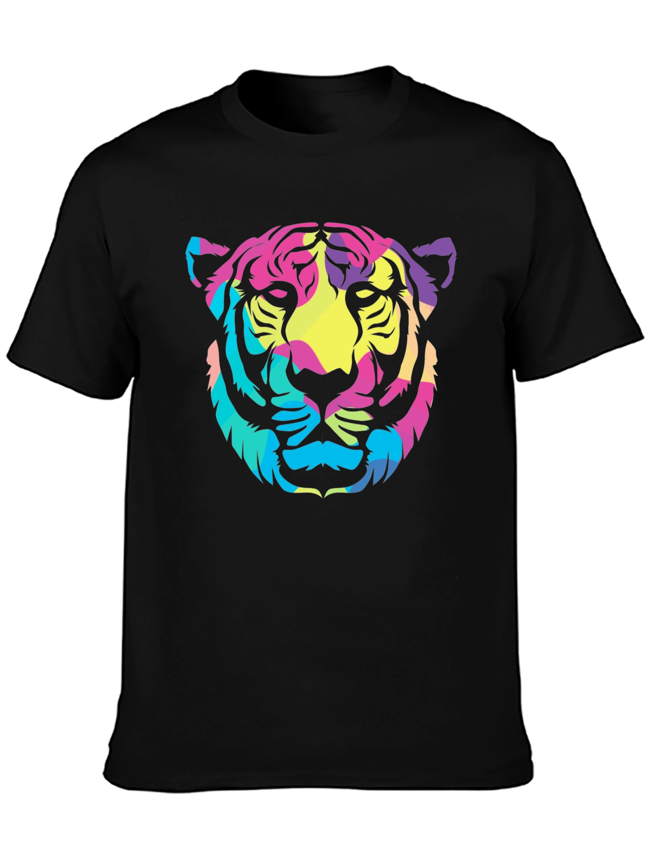 Vibrant Tiger Graphic Tee - Stylish Black Cotton T-Shirt
