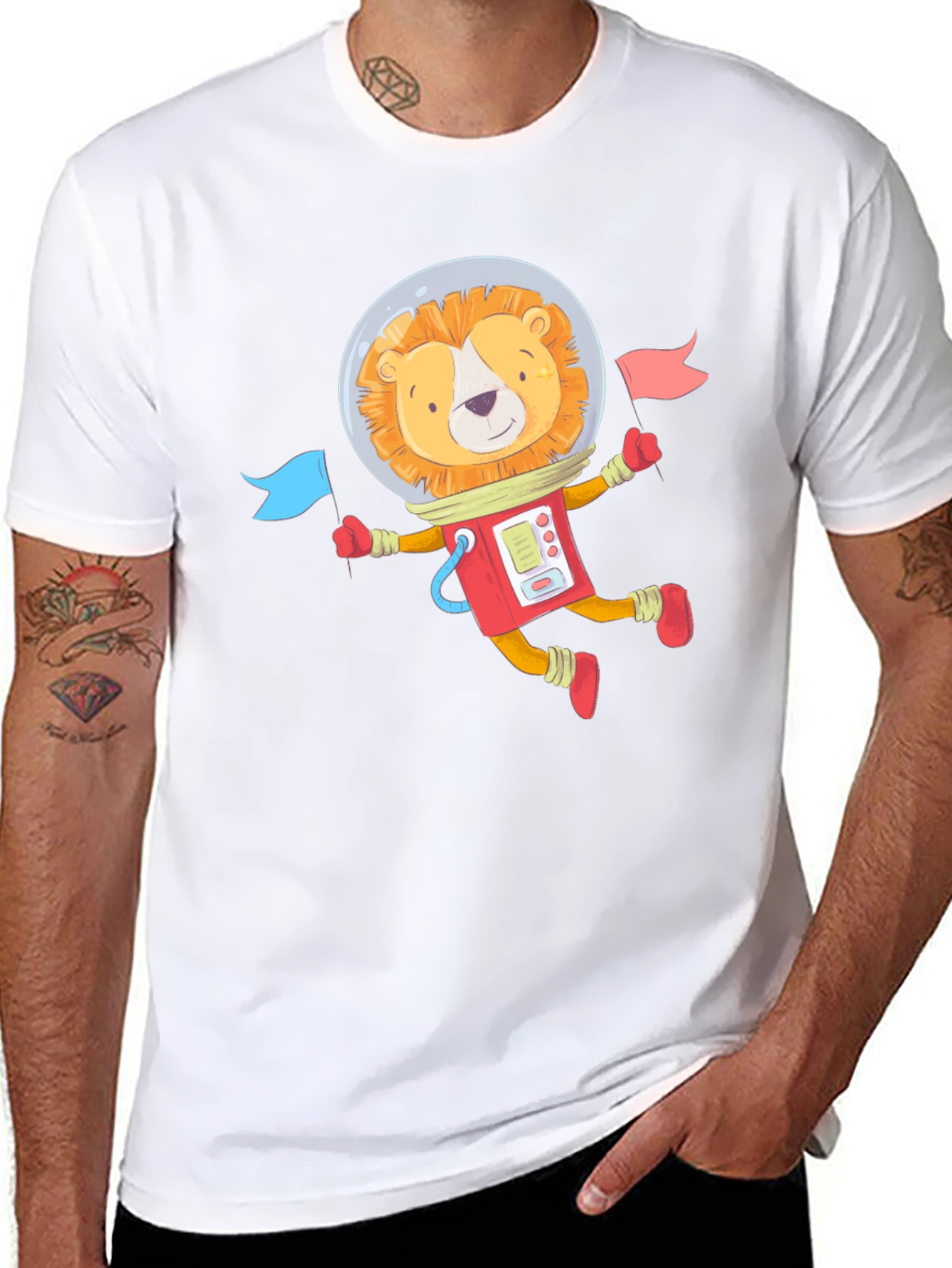 Lion Astronaut Graphic T-Shirt