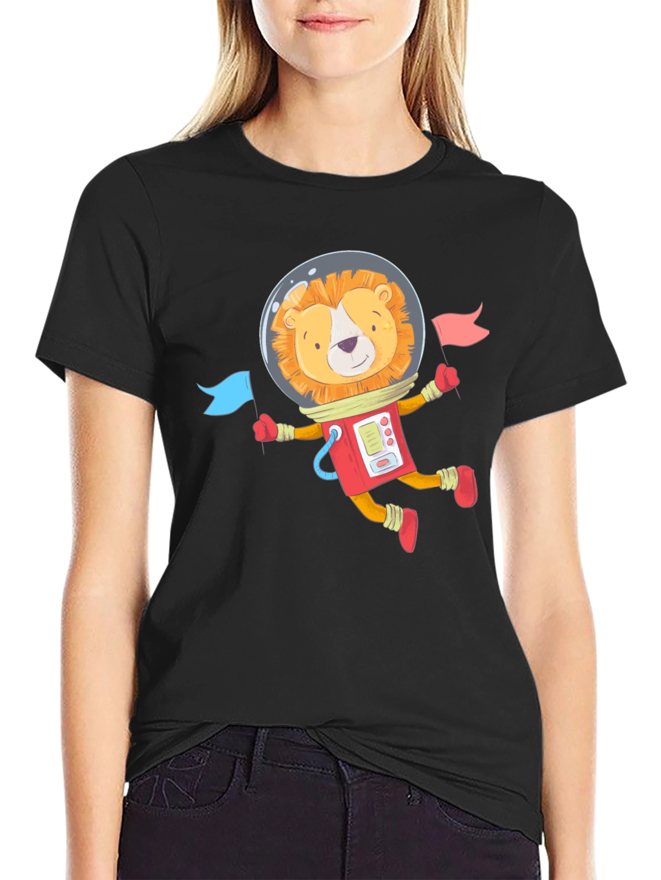 Lion Astronaut Graphic T-Shirt