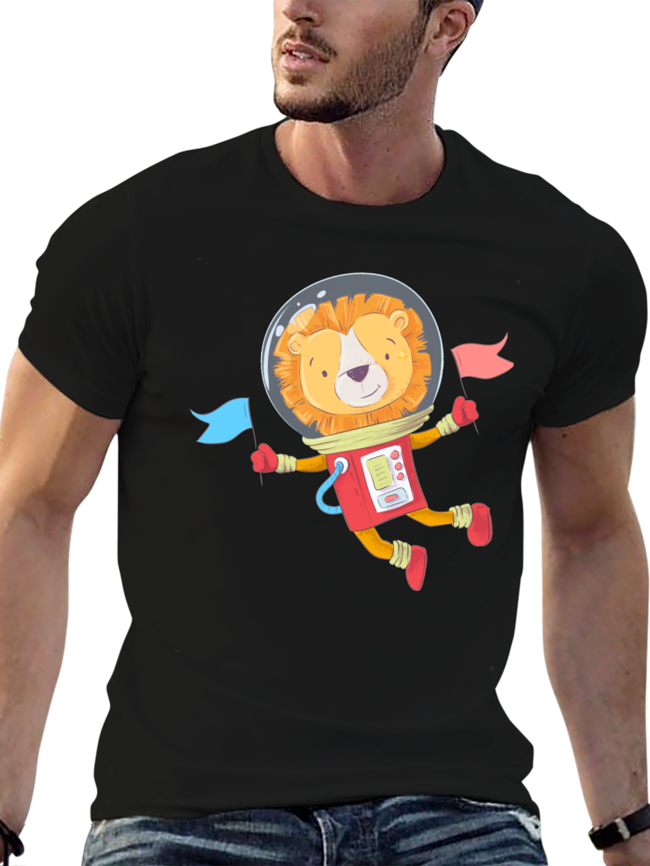 Lion Astronaut Graphic T-Shirt