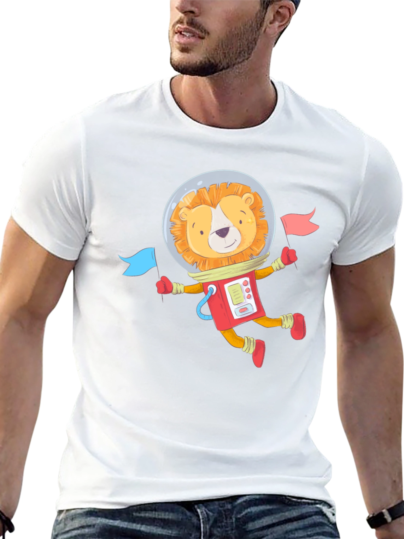 Lion Astronaut Graphic T-Shirt