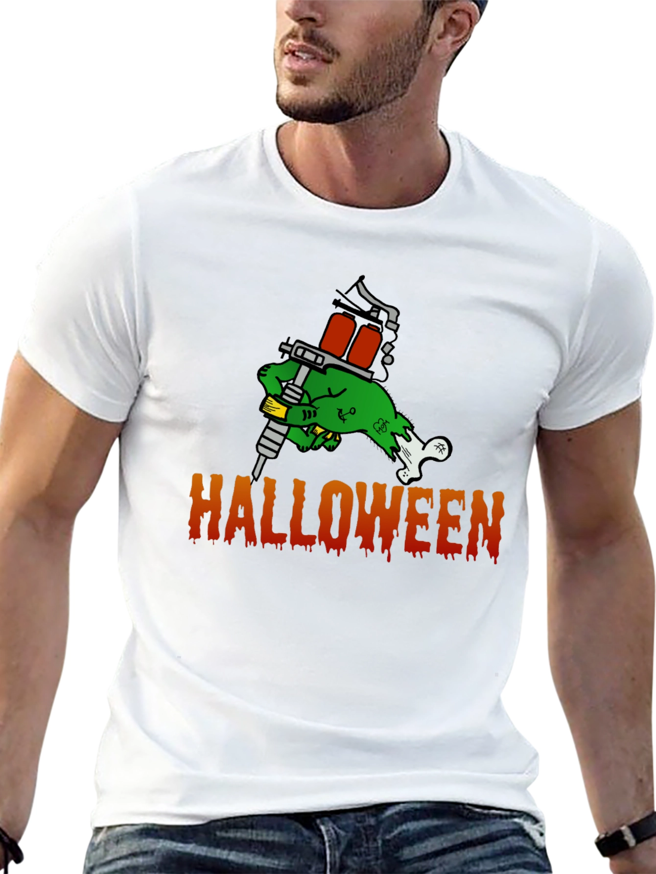 Halloween Tattoo Zombie T-Shirt - Spooky Fun!