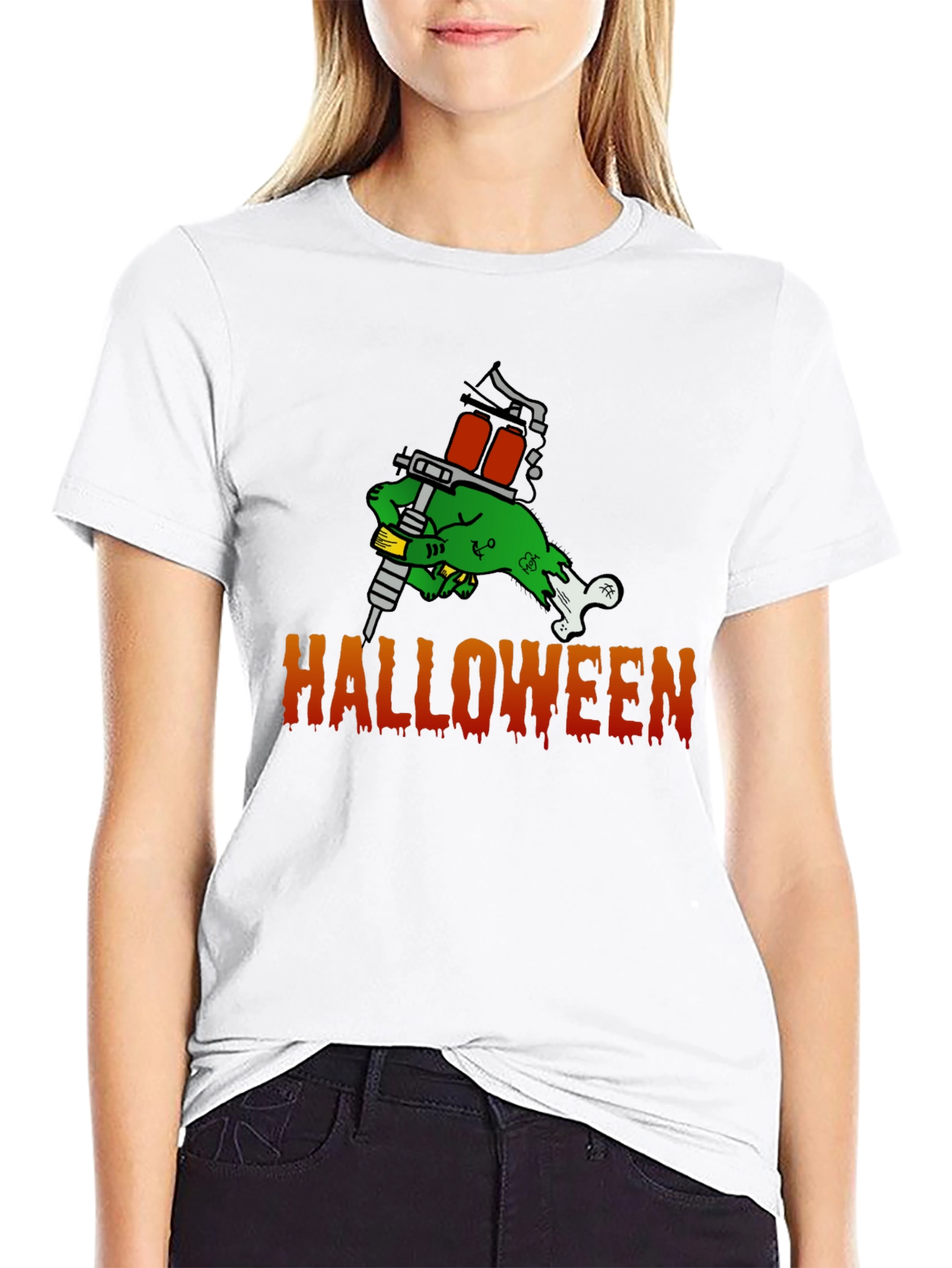Halloween Tattoo Zombie T-Shirt - Spooky Fun!