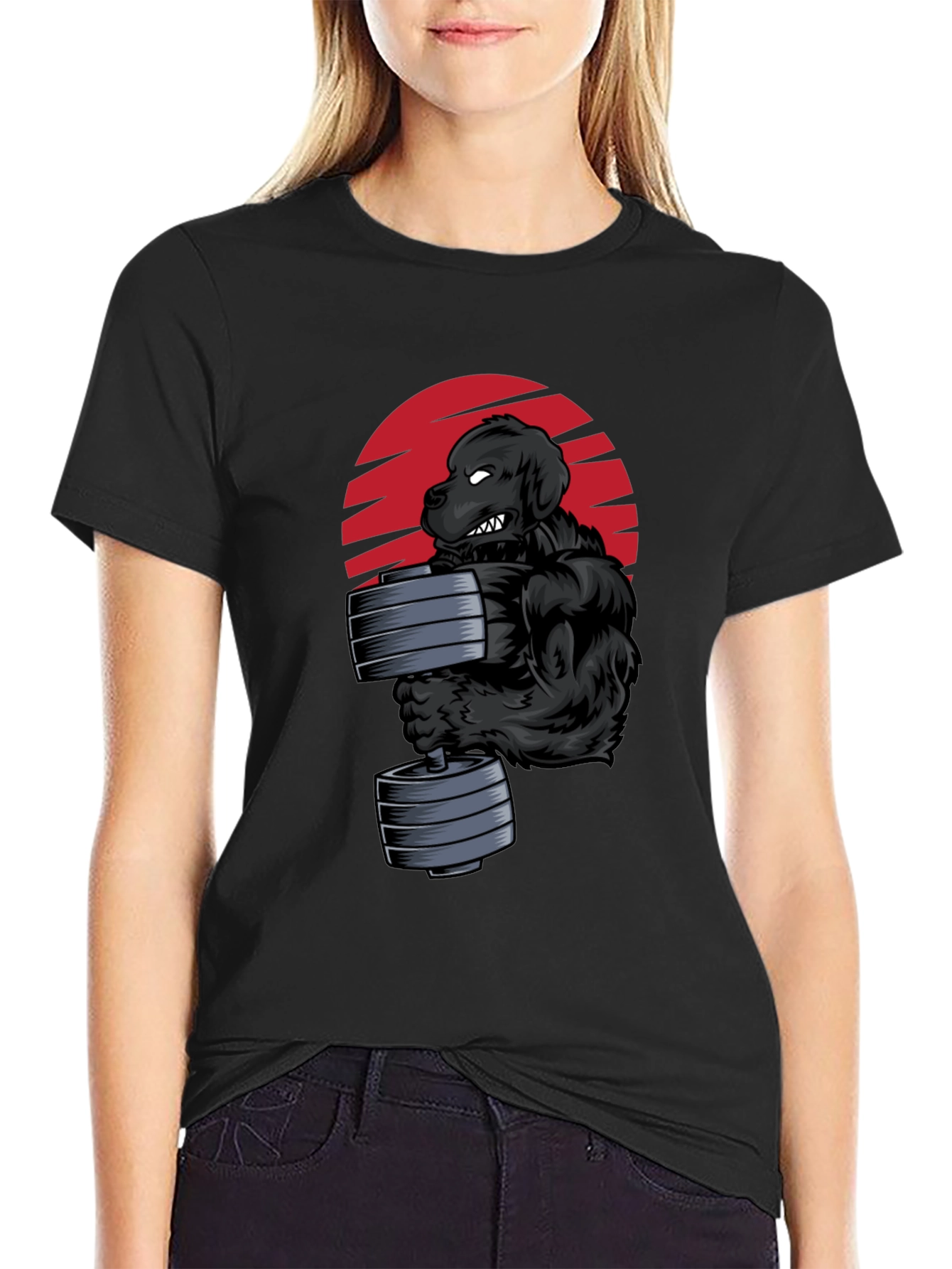 Dog Bodybuilder Graphic Tee - Black
