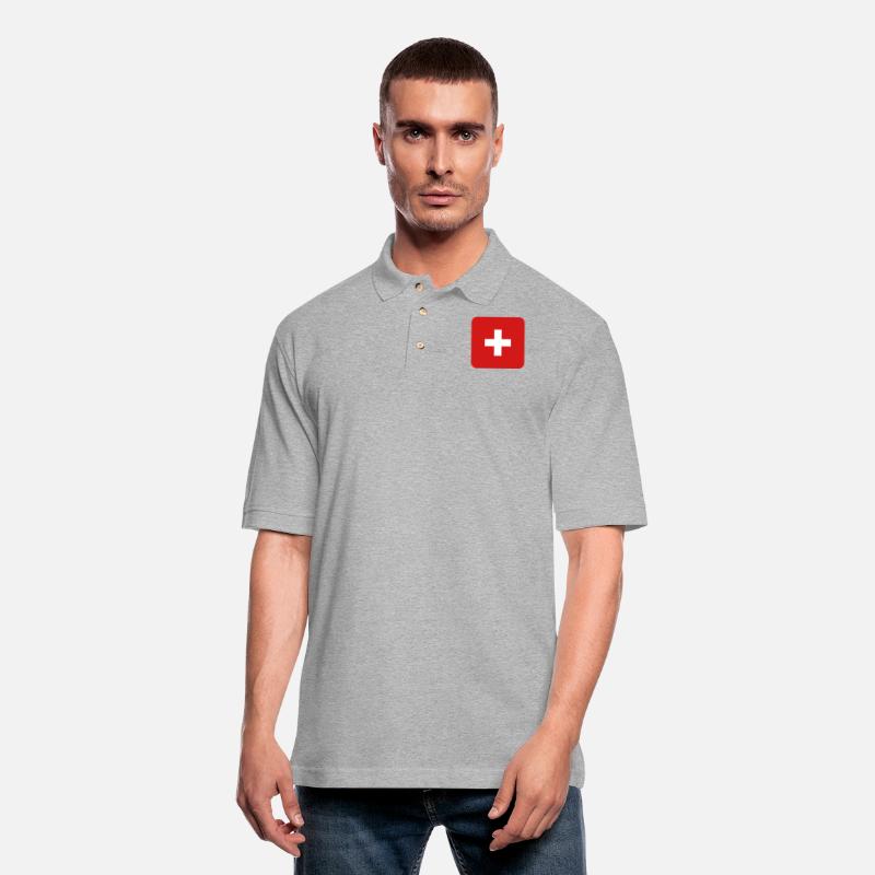 MEDIC white cross on a red button square rectangle