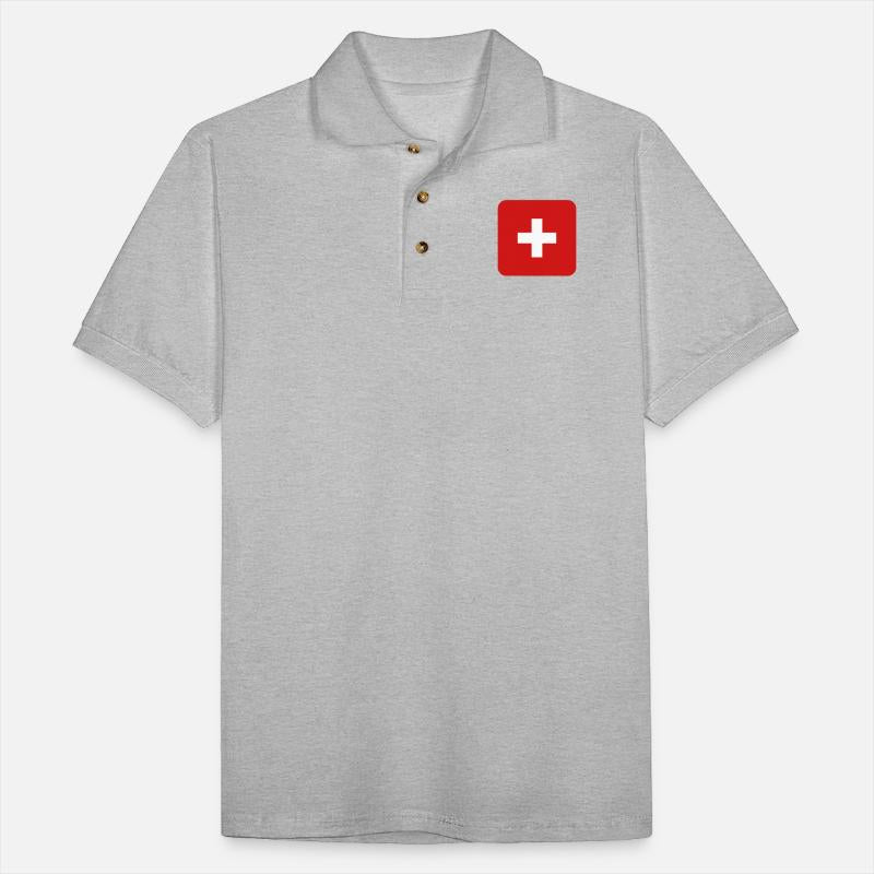 MEDIC white cross on a red button square rectangle