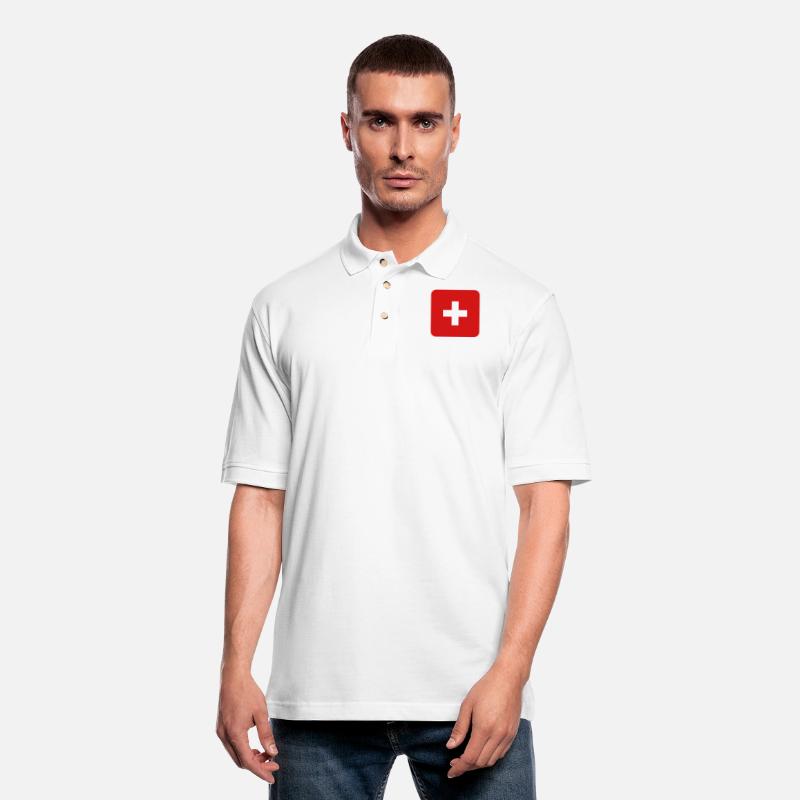 MEDIC white cross on a red button square rectangle