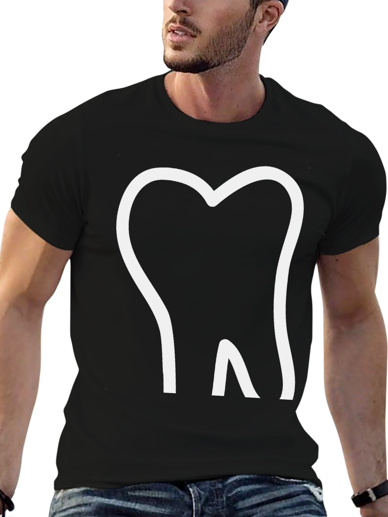 Dental Graphic Tee - White Tooth on Black
