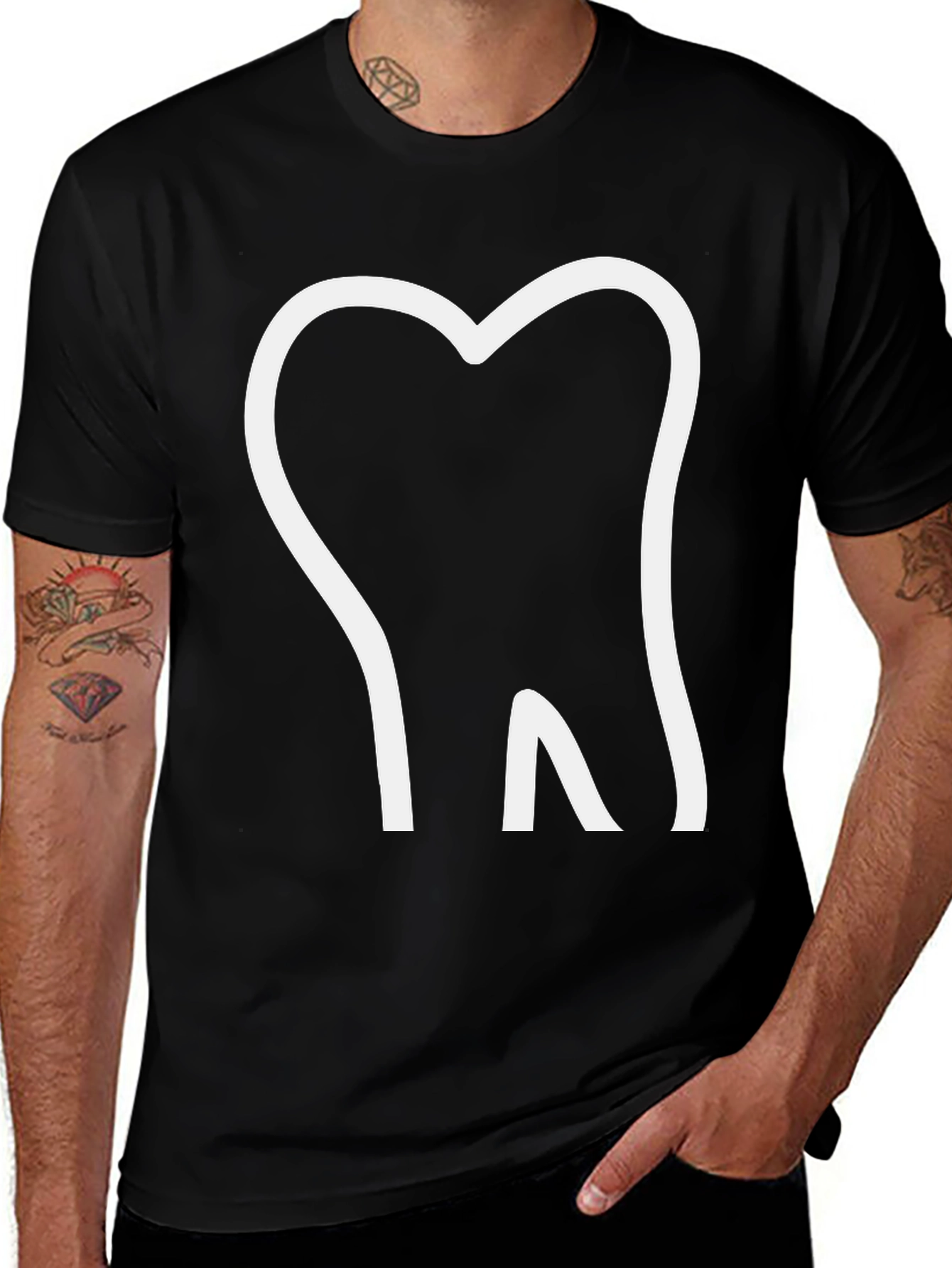 Dental Graphic Tee - White Tooth on Black
