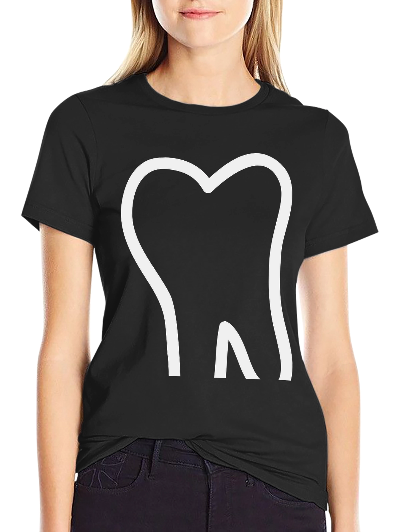 Dental Graphic Tee - White Tooth on Black