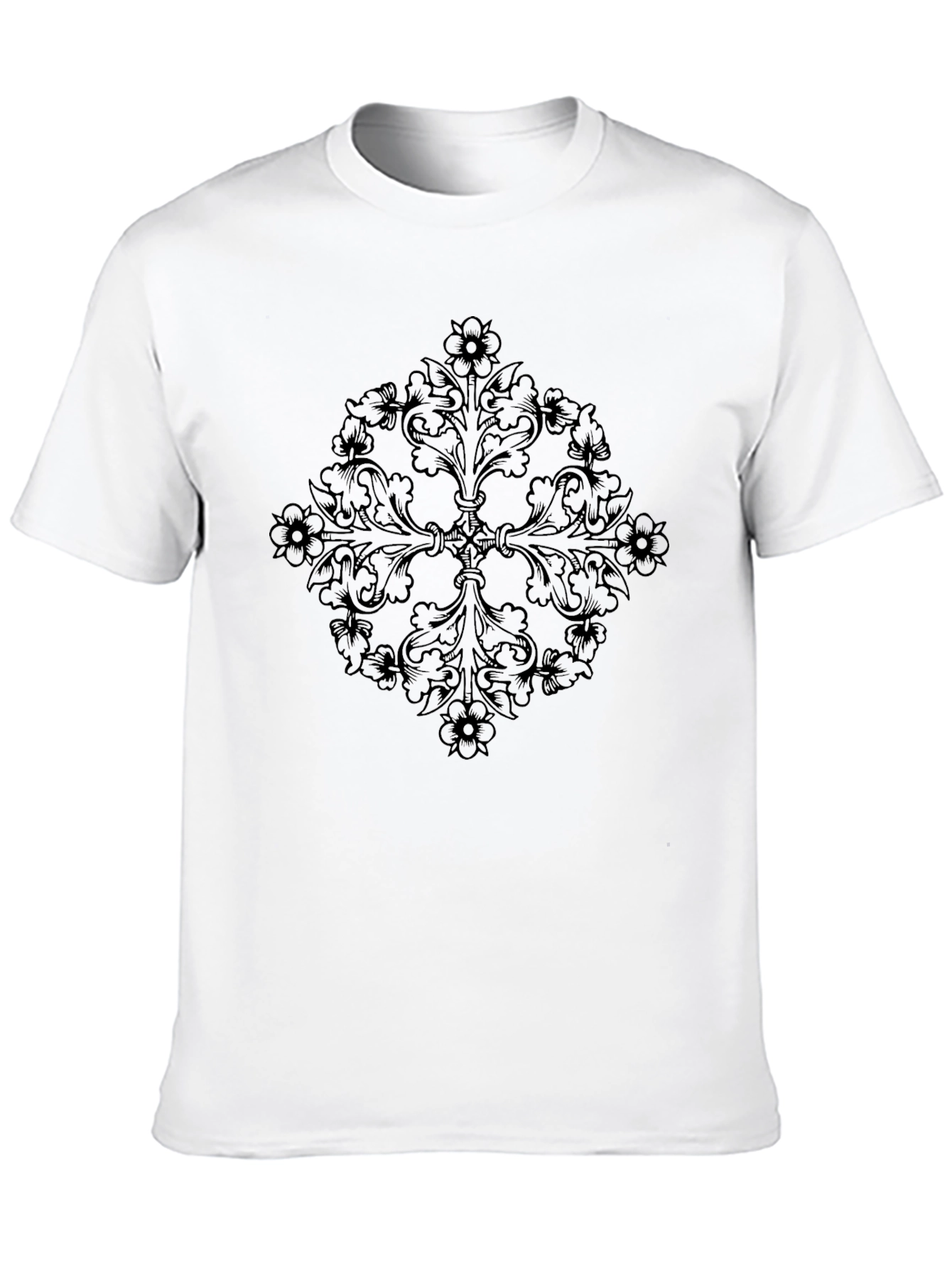 Elegant Black Floral Pattern T-Shirt