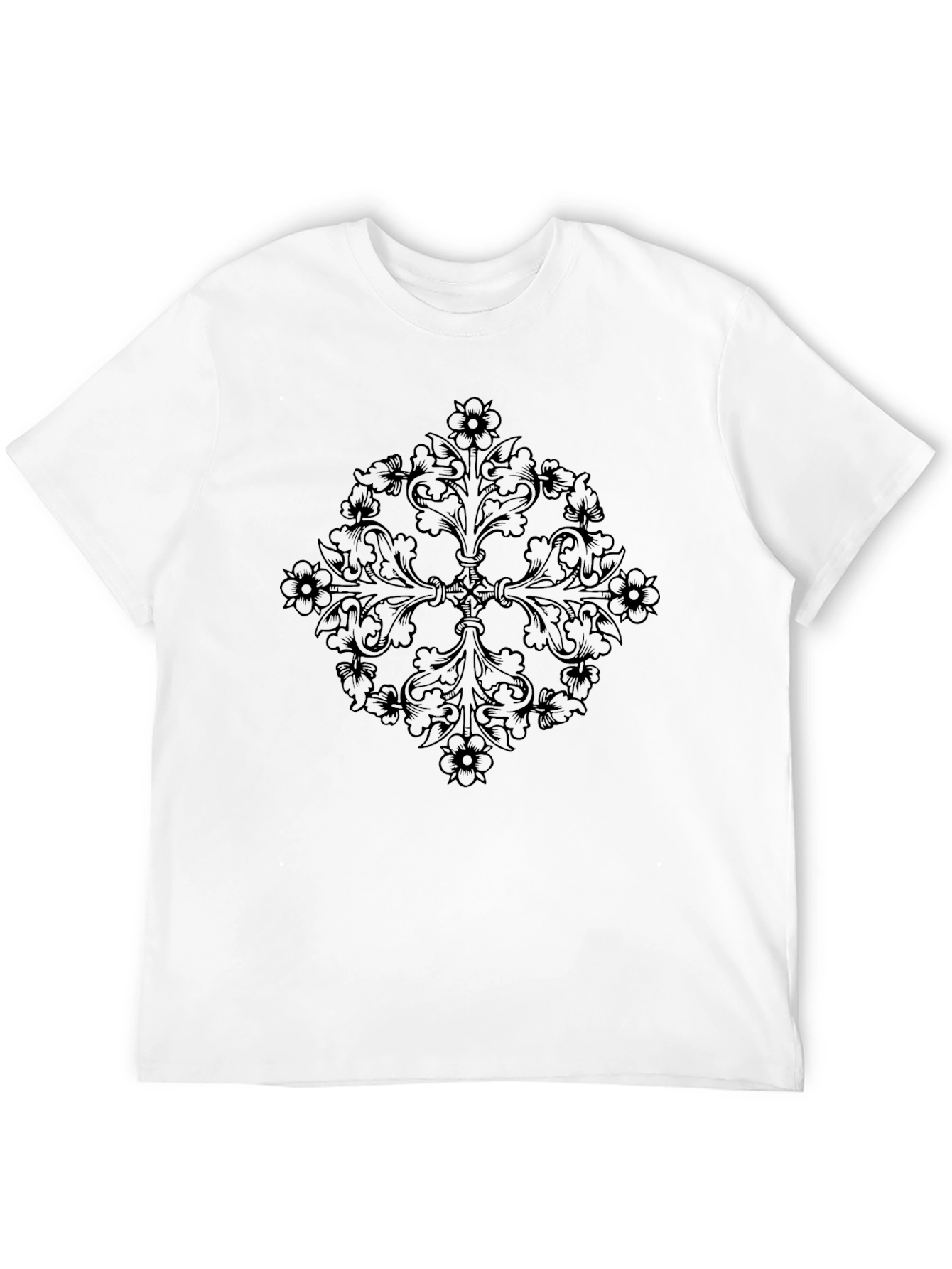 Elegant Black Floral Pattern T-Shirt