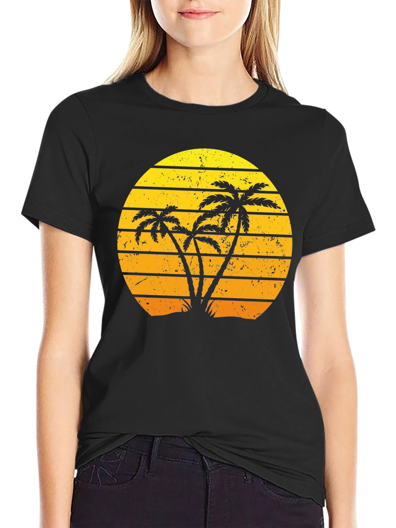 Retro Palm Tree Sunset Graphic T-Shirt