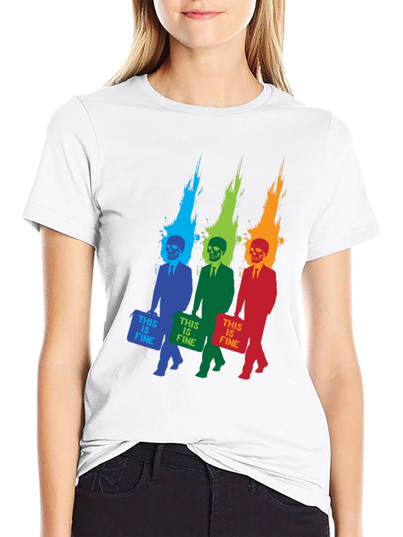 This is Fine Funny Skeleton Graphic T-Shirt