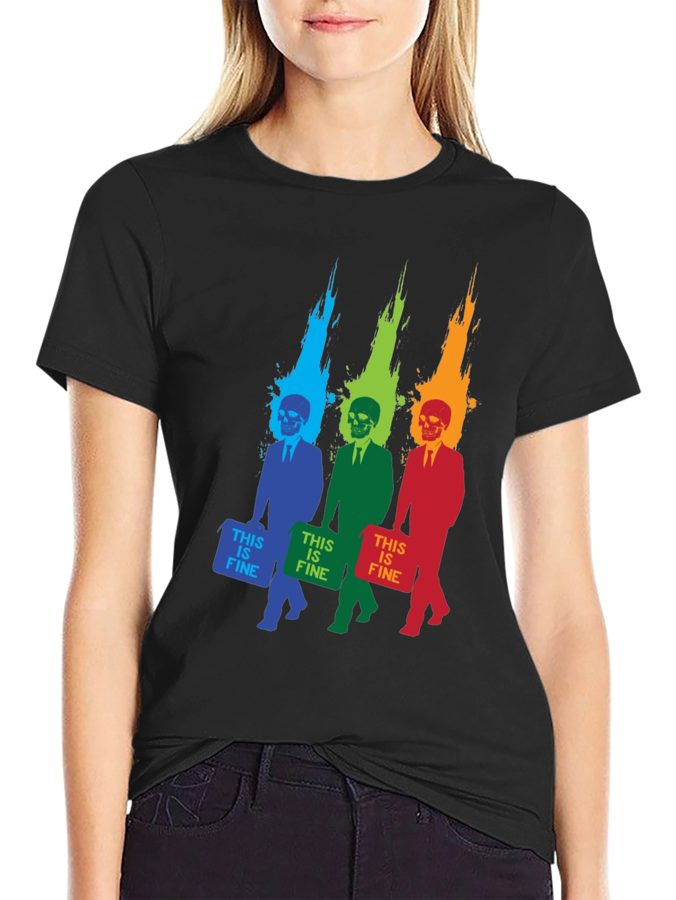 This is Fine Funny Skeleton Graphic T-Shirt