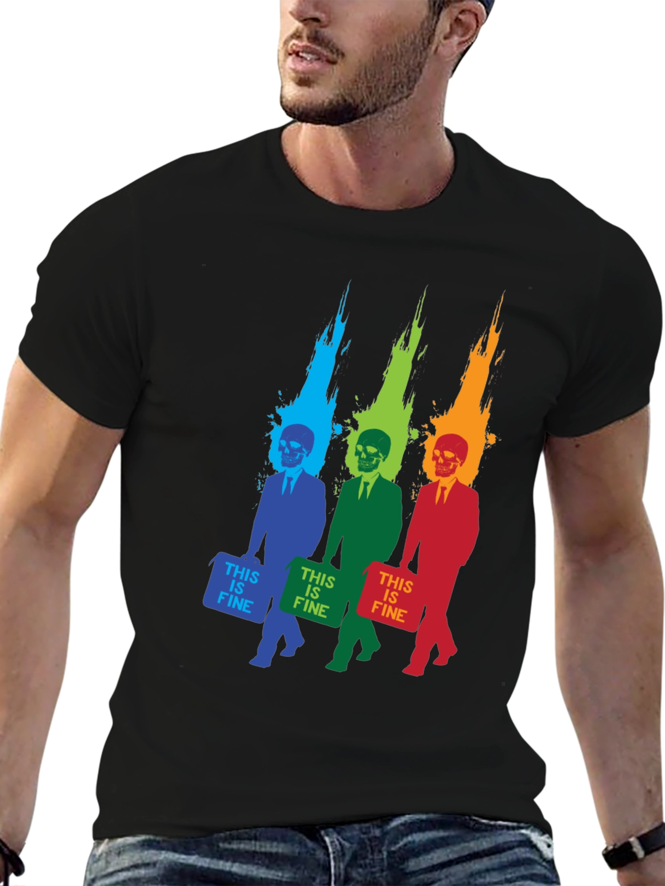 This is Fine Funny Skeleton Graphic T-Shirt