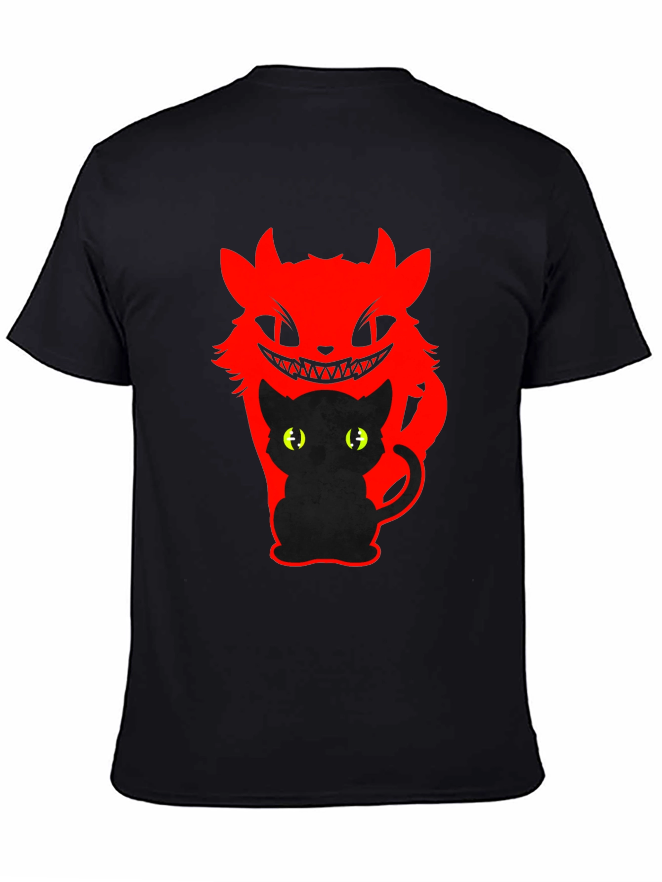 Mens Black Cat Devil Graphic T-Shirt