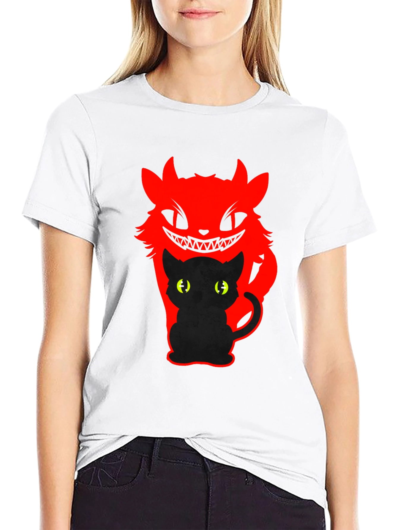 Mens Black Cat Devil Graphic T-Shirt